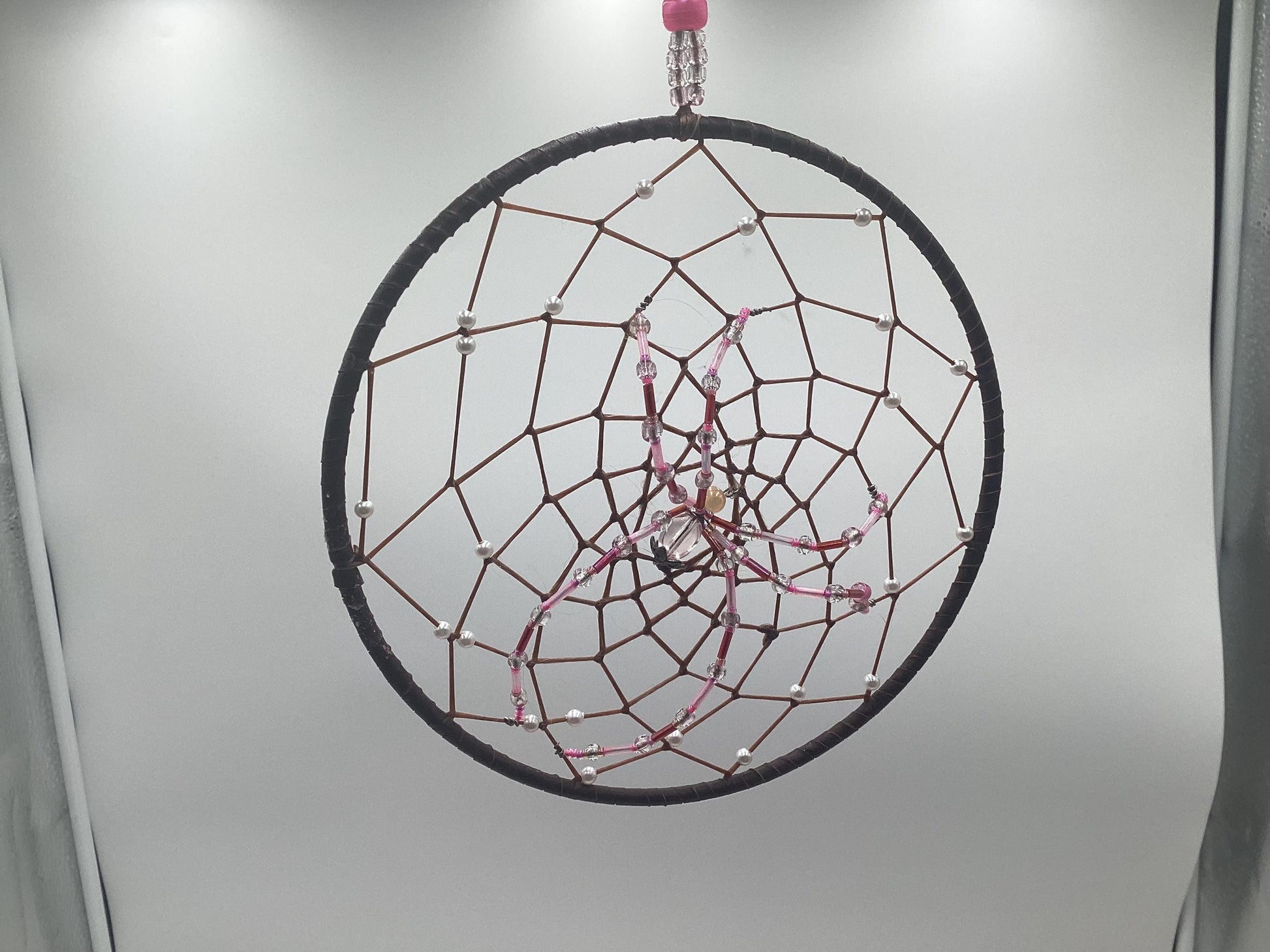 Beaded Spider Web Dreamcatcher-Authentic Anishinaabe/Ojibwe Handcrafted - Free Shipping