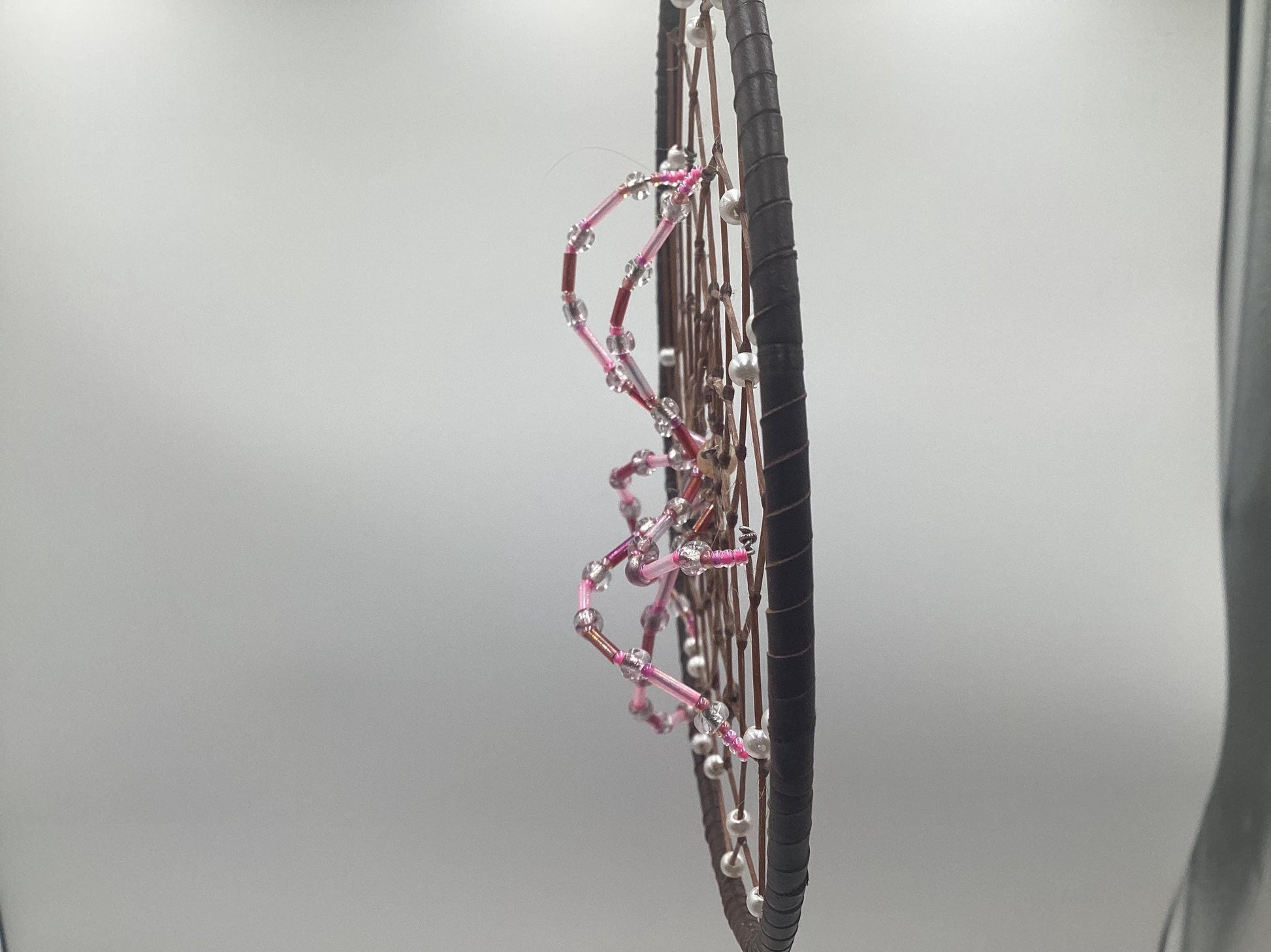 Beaded Spider Web Dreamcatcher-Authentic Anishinaabe/Ojibwe Handcrafted - Free Shipping