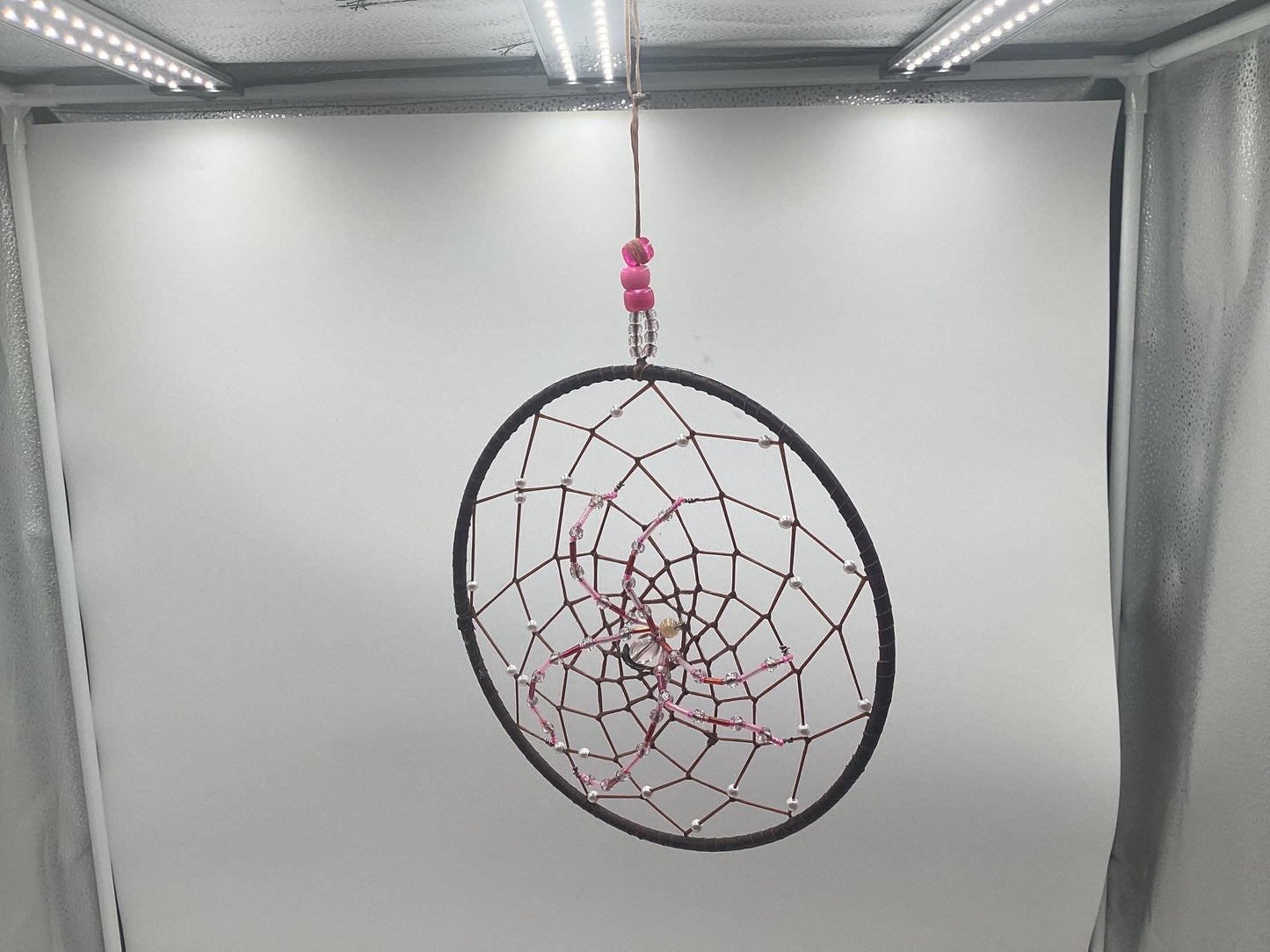 Beaded Spider Web Dreamcatcher-Authentic Anishinaabe/Ojibwe Handcrafted - Free Shipping