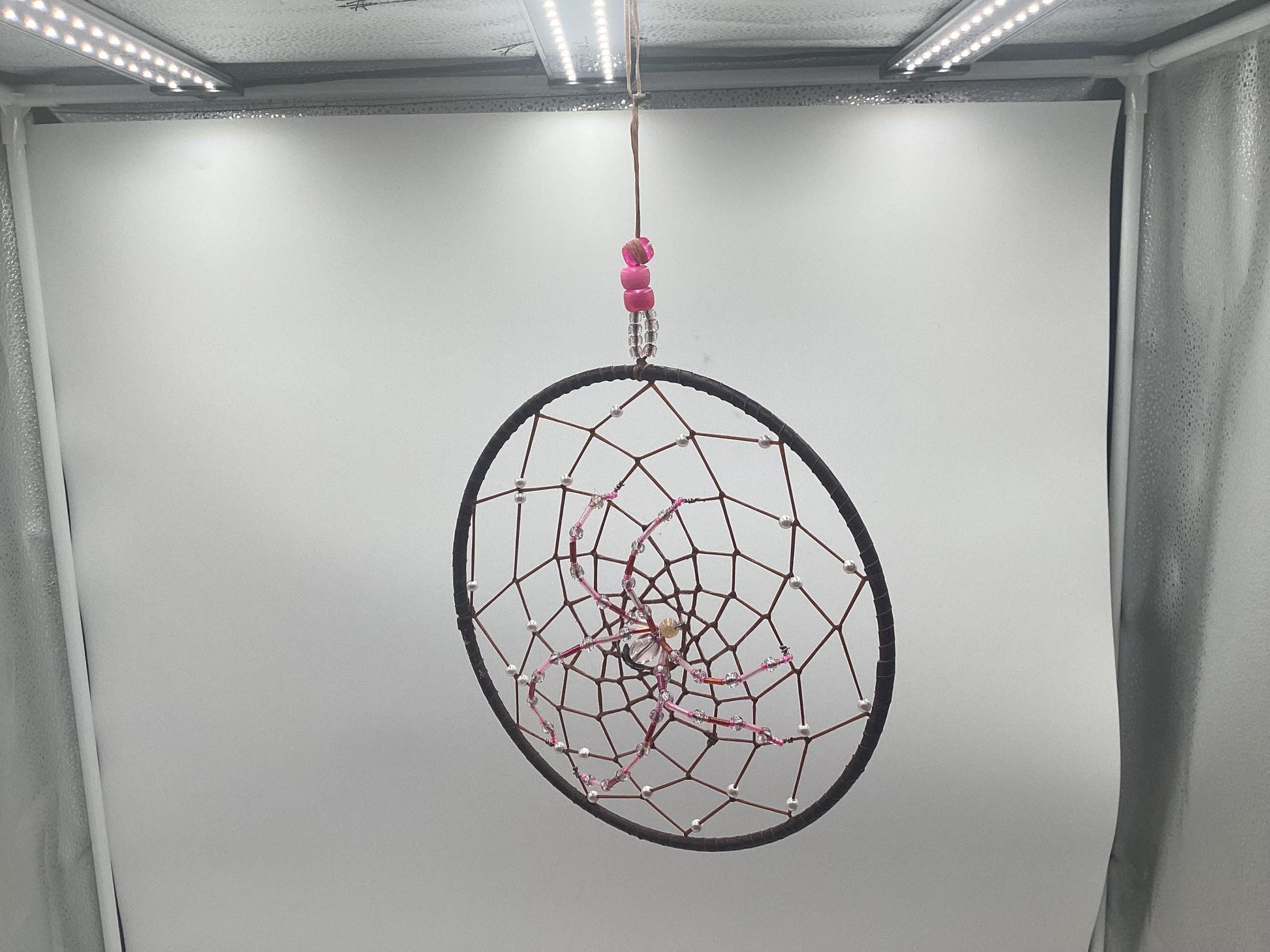 Beaded Spider Web Dreamcatcher-Authentic Anishinaabe/Ojibwe Handcrafted - Free Shipping