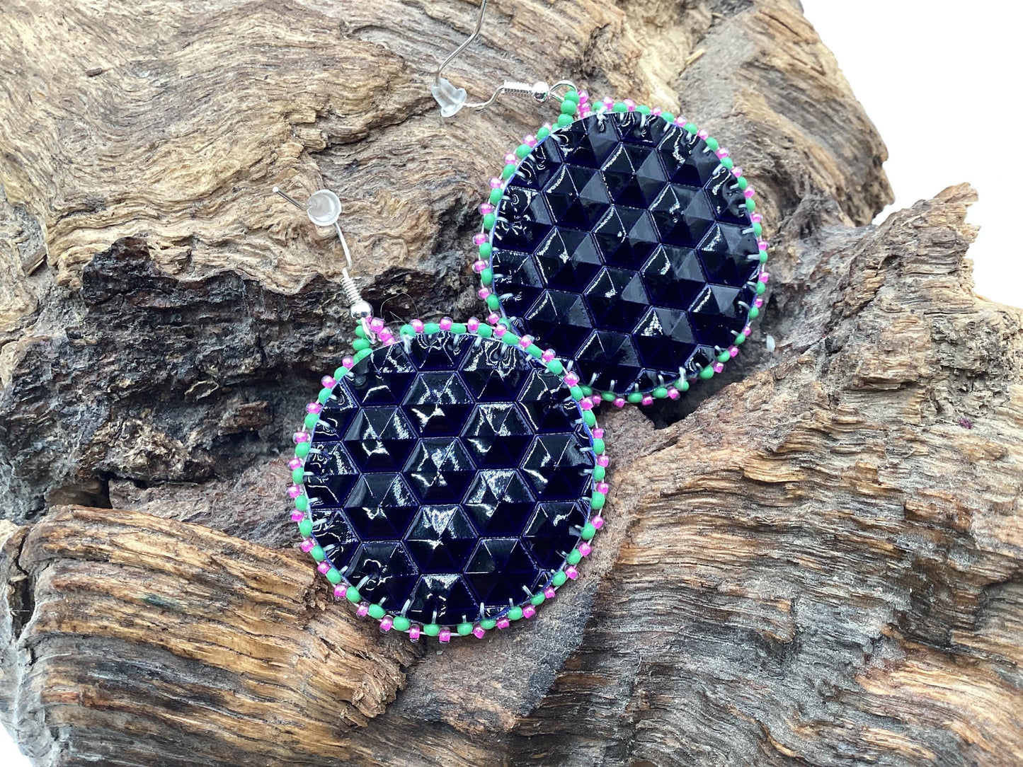 Hand Beaded Floral Earrings: Anishinaabe/Ojibwe Beadwork