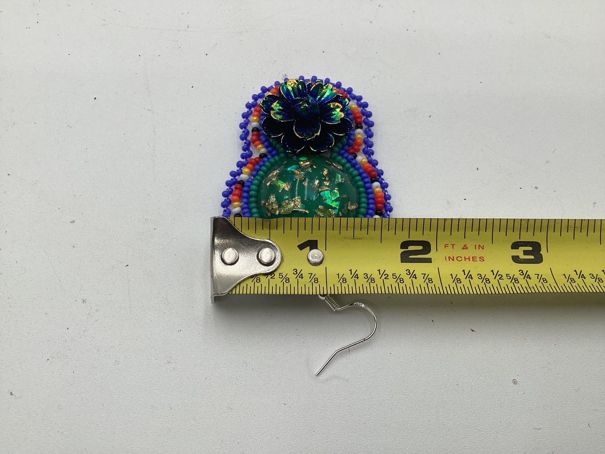 Hand Beaded Double-Centered Flower Earrings: Anishinaabe/Ojibwe Beadwork
