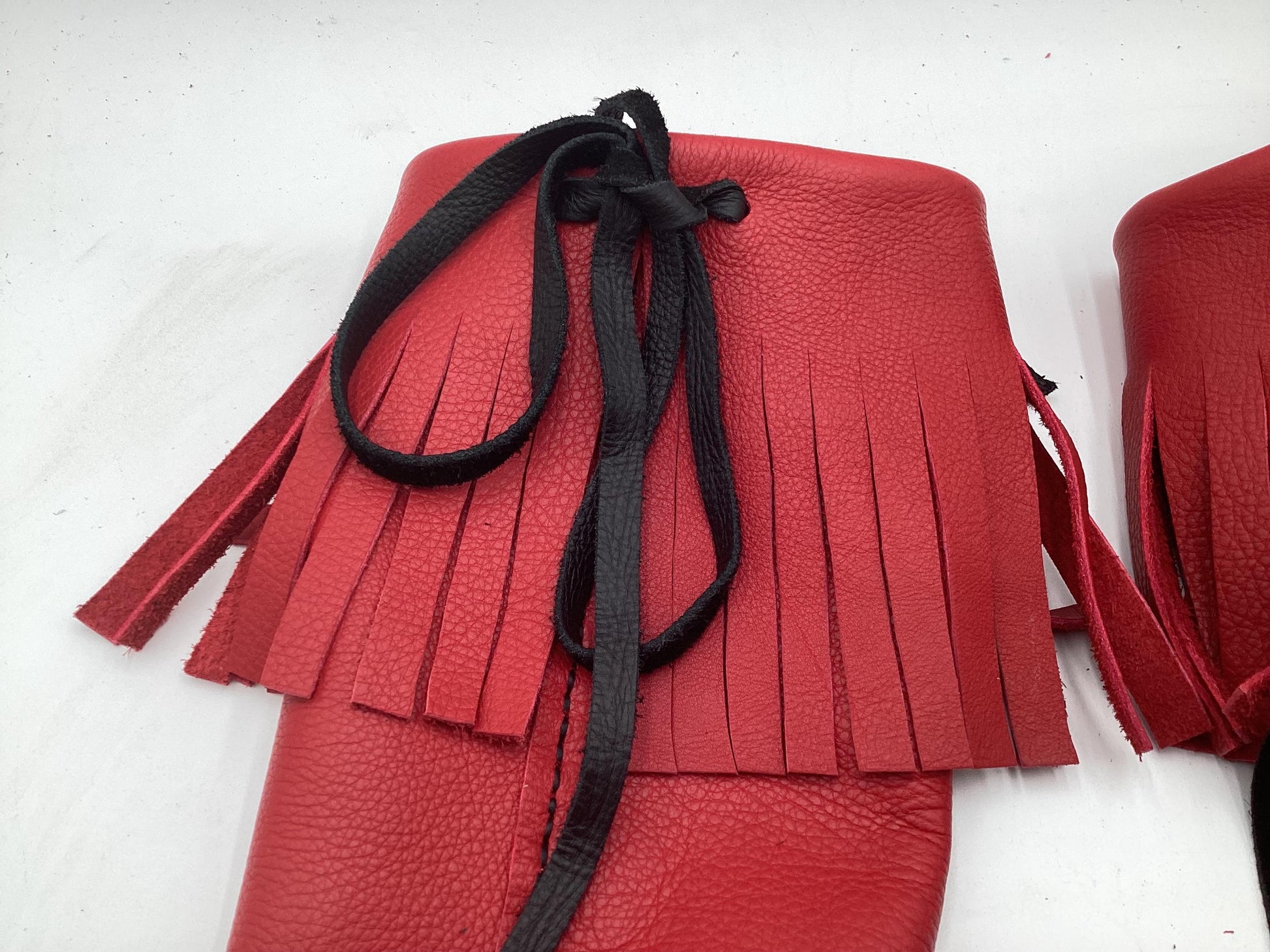 Anishinaabe Ojibwe Handmade Red Leather Moccasin Boots –