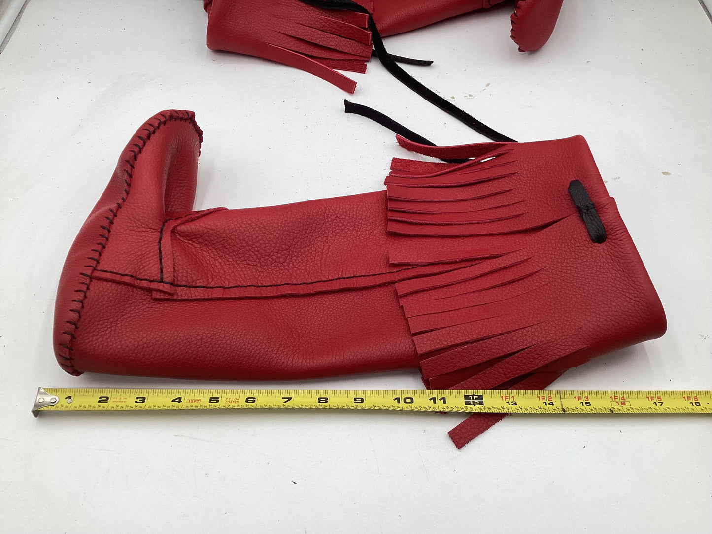 Anishinaabe Ojibwe Handmade Red Leather Moccasin Boots –
