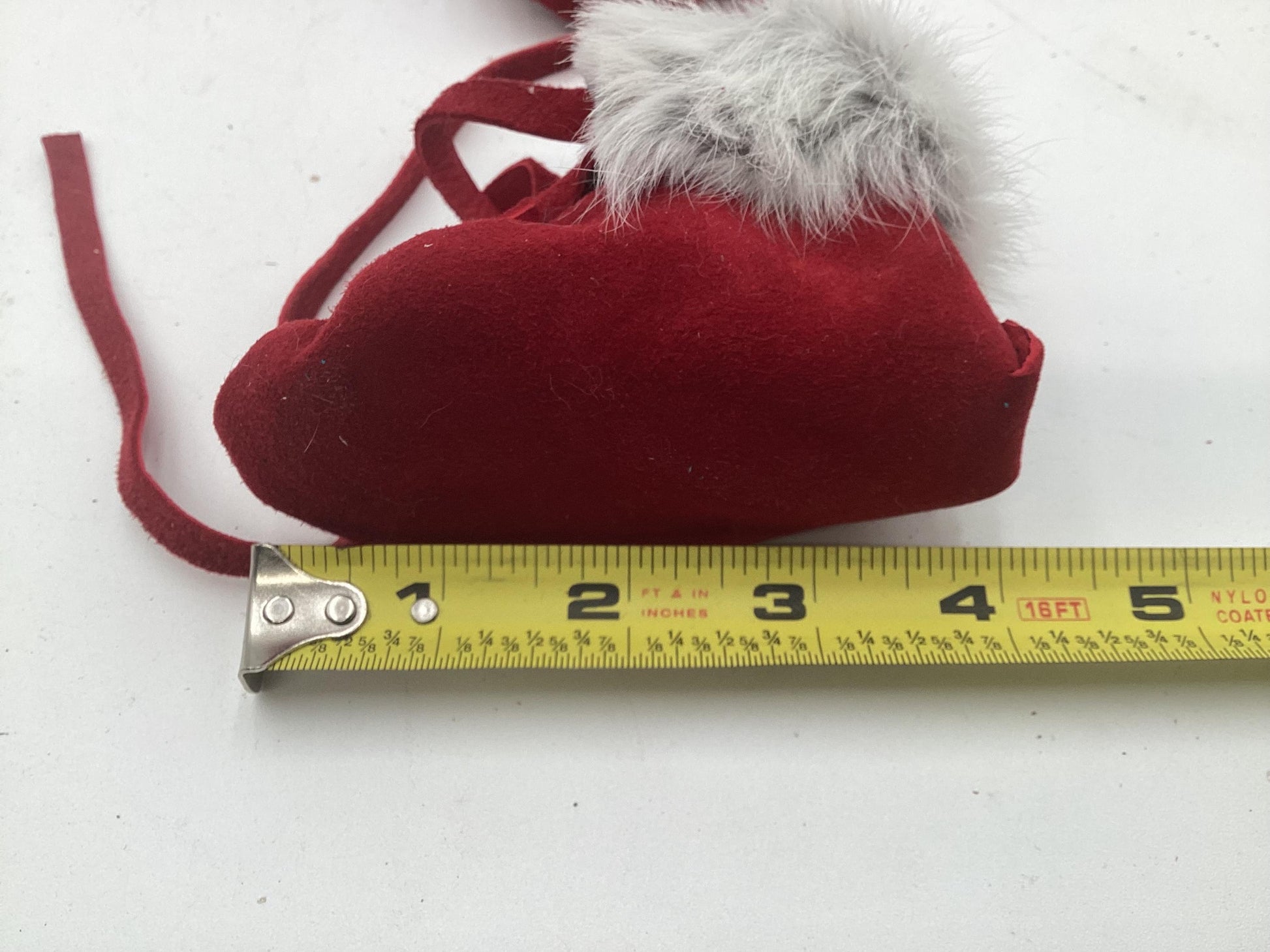 Handmade Red Leather Newborn Moccasins – Ojibwe Anishinaabe Pucker Toe Style