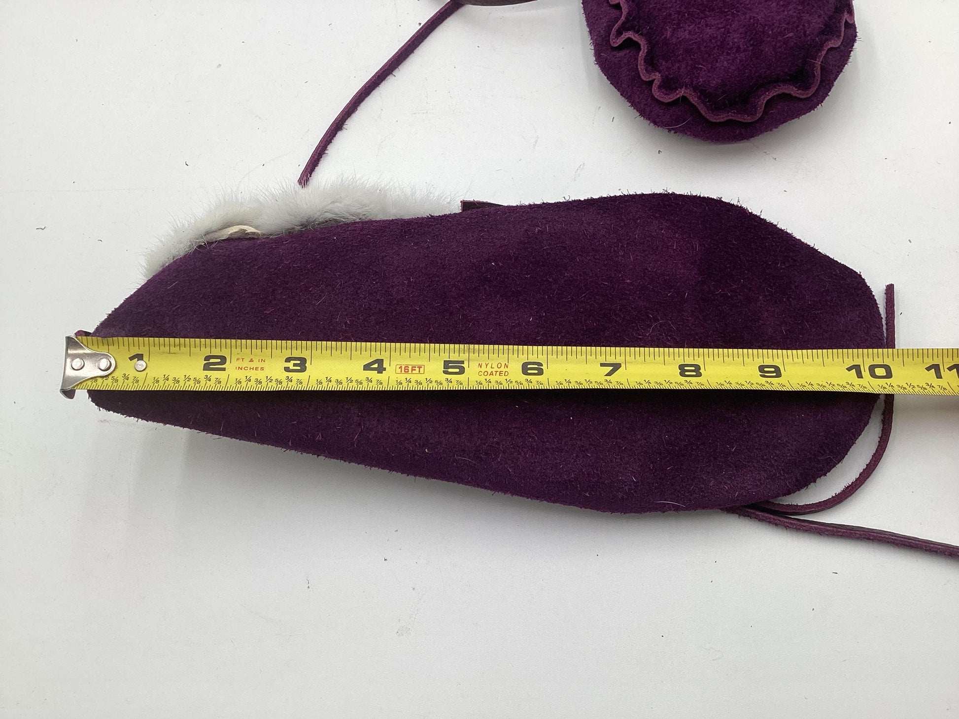 Handmade Purple Leather Fur Fringe Moccasins – Anishinaabe/Ojibwe Artisan