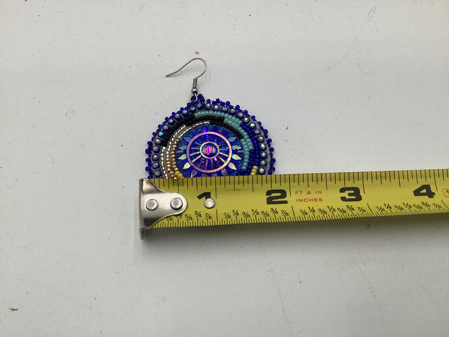 Shimmering Blue Hand Beaded Earrings- Anishinaabe/ Ojibwe Made