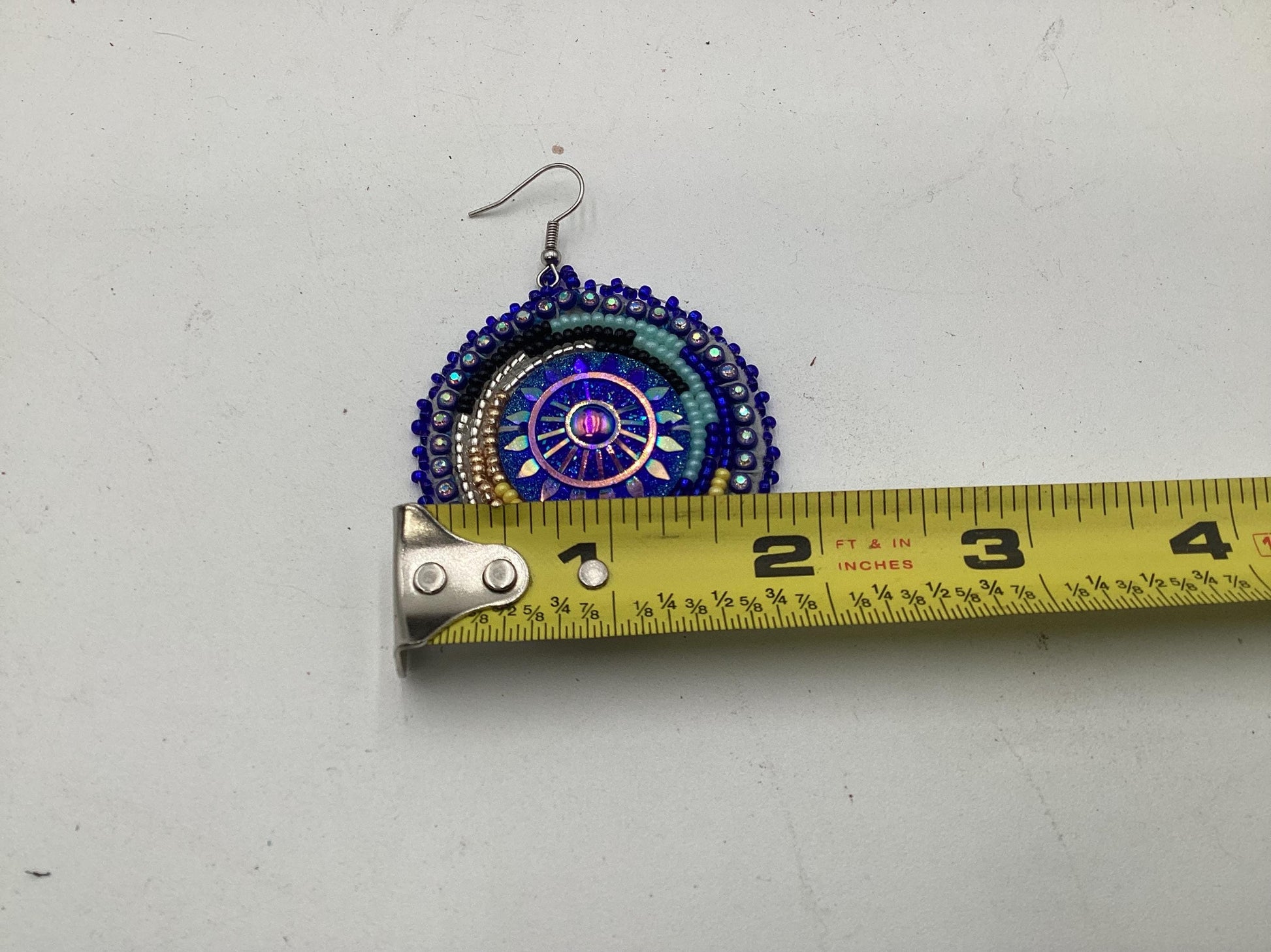 Shimmering Blue Hand Beaded Earrings- Anishinaabe/ Ojibwe Made