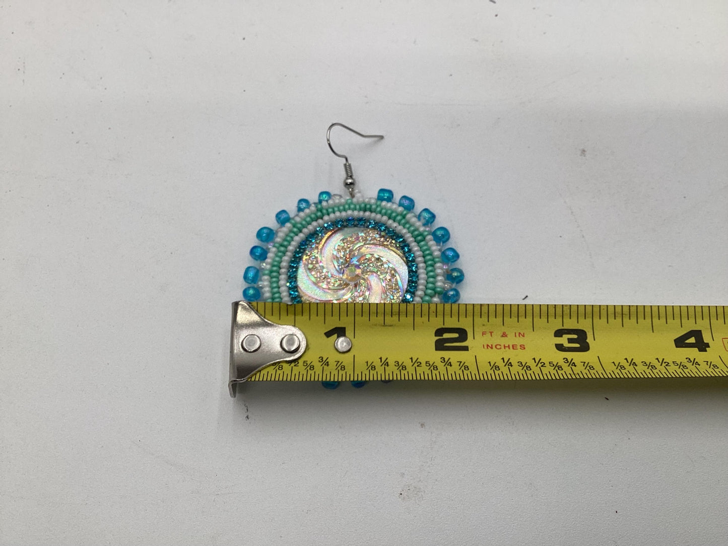 Hand Beaded Earrings: Anishinaabe/Ojibwe Beadwork, Resin Spiral