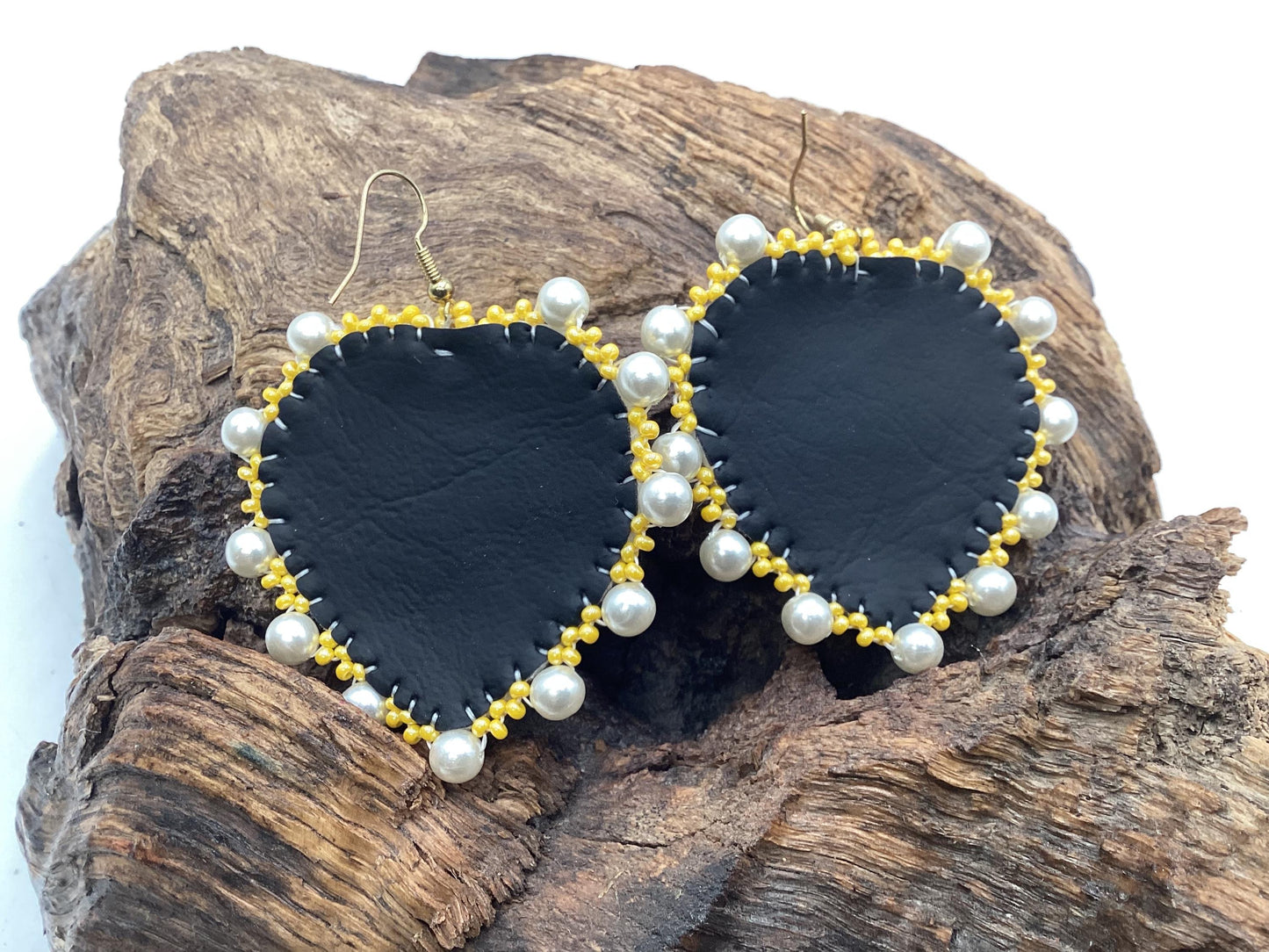 Shimmering Hand Beaded Heart Earrings- Anishinaabe/ Ojibwe Made