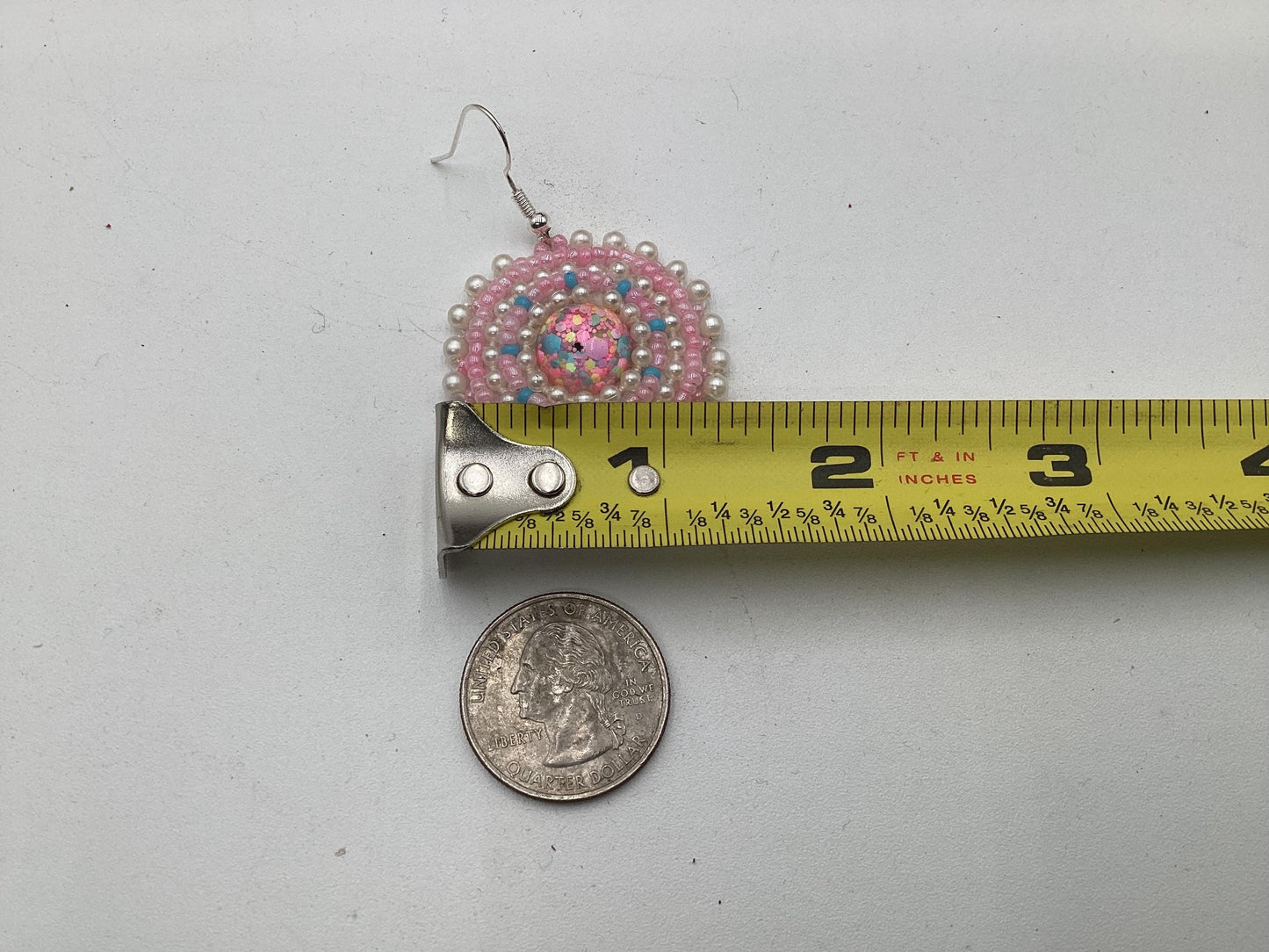 Hand Beaded Pink and Pearl Bead Earrings: Anishinaabe/Ojibwe Beadwork