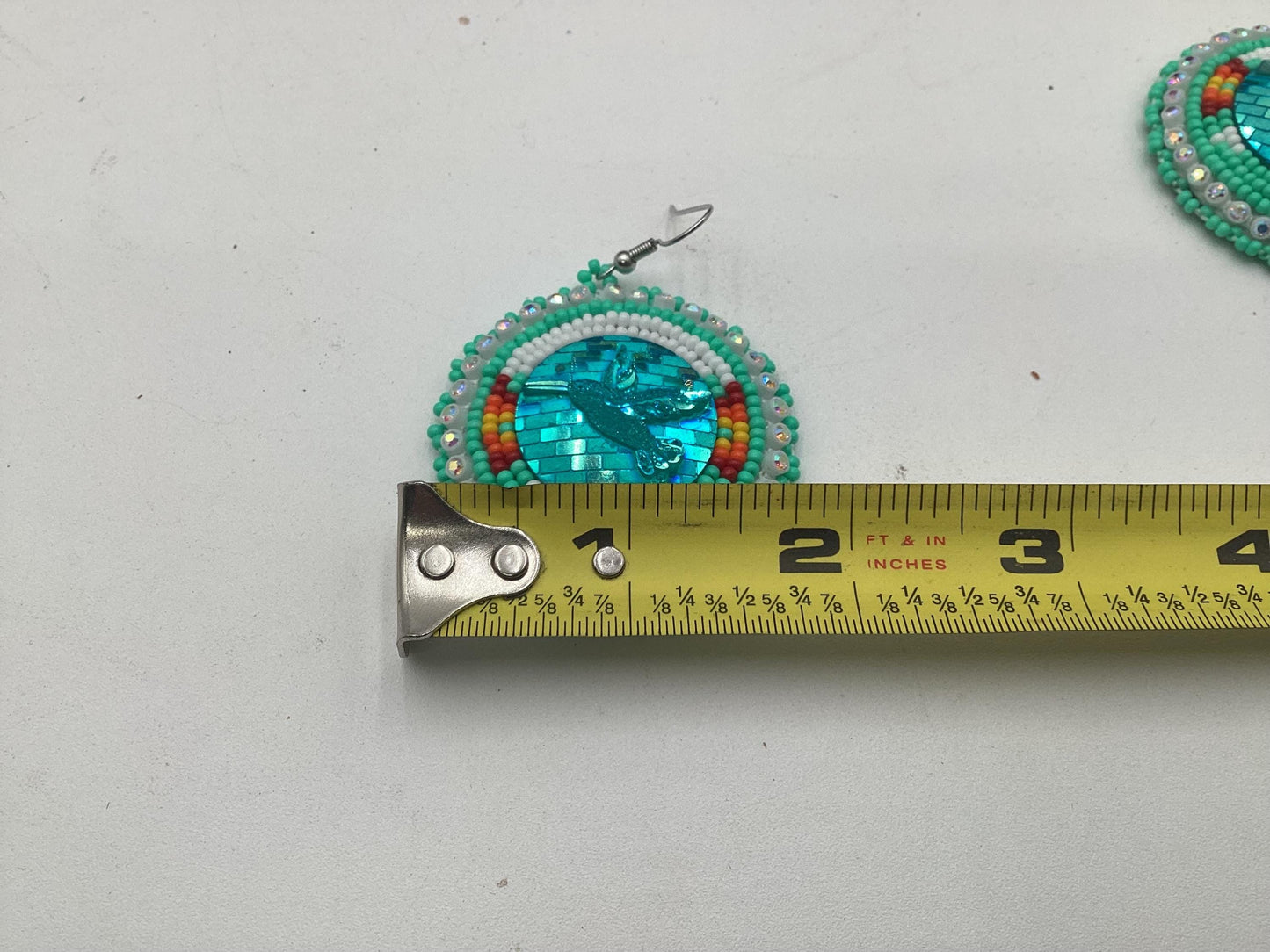 Hand Beaded Shimmering Hummingbird Earrings- Anishinaabe/ Ojibwe Made