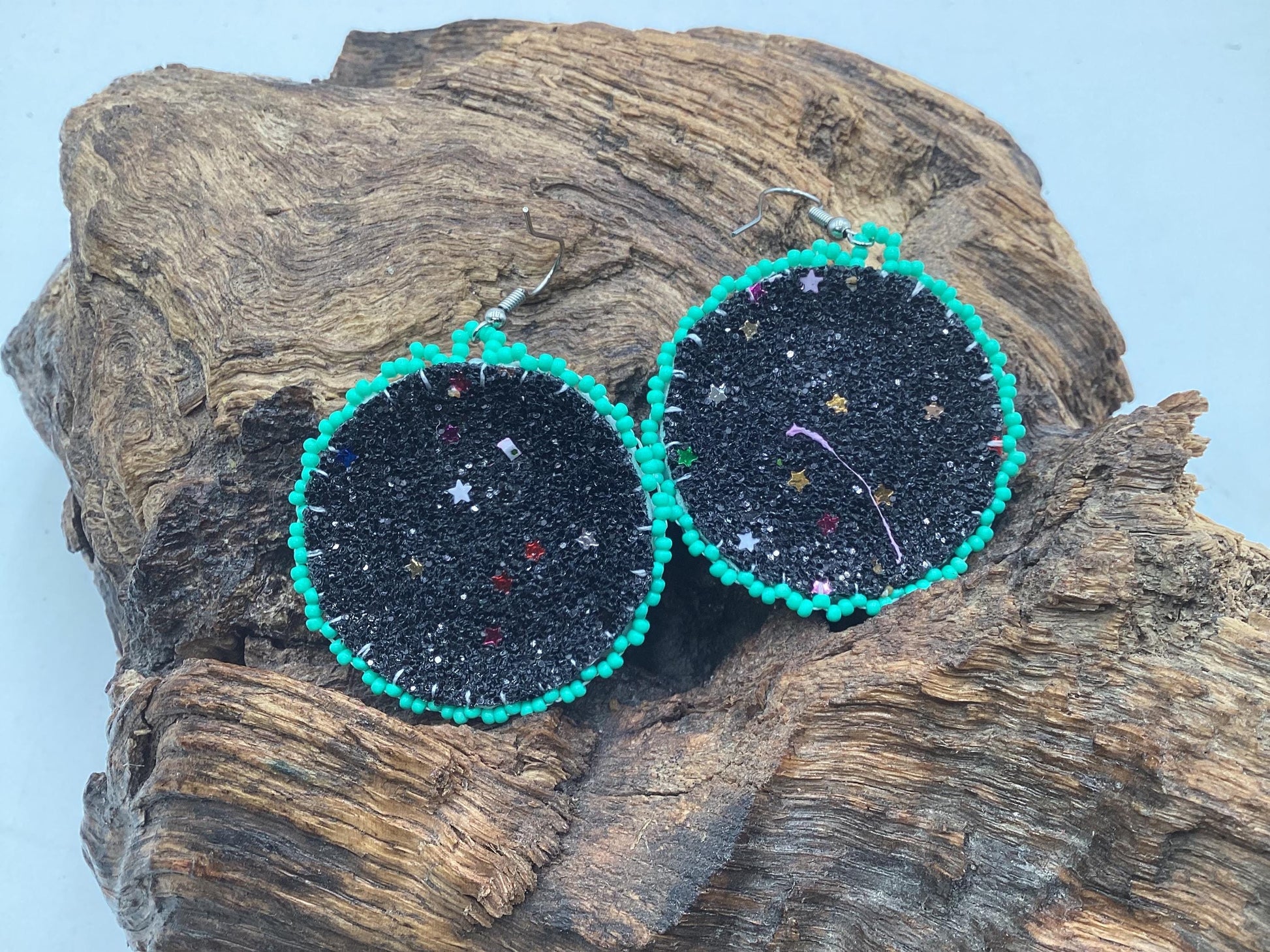 Hand Beaded Shimmering Hummingbird Earrings- Anishinaabe/ Ojibwe Made