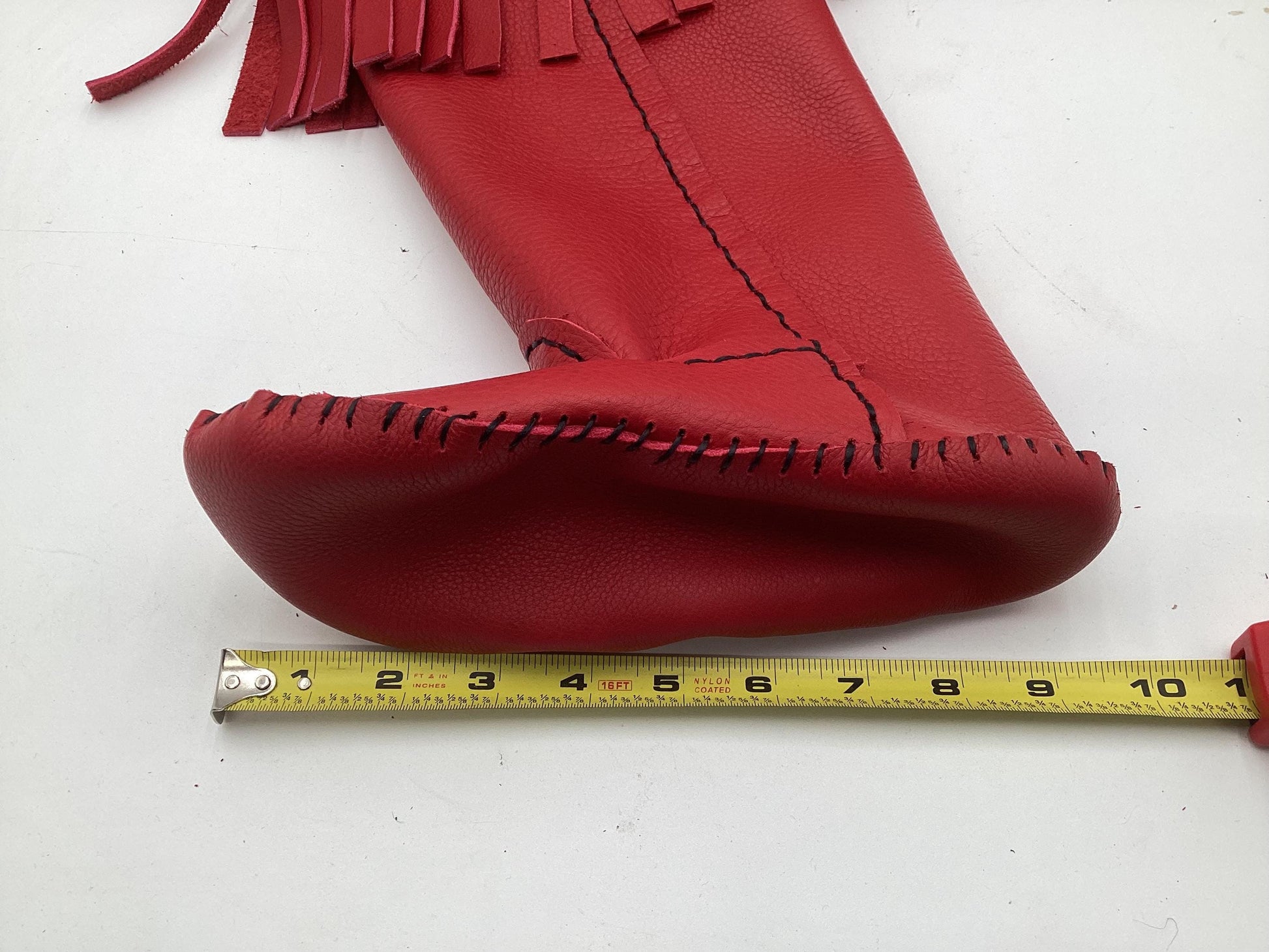Anishinaabe Ojibwe Handmade Red Leather Moccasin Boots –