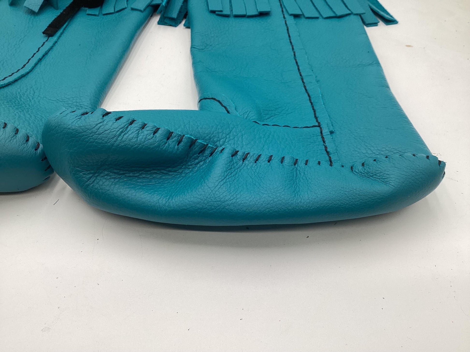 Anishinaabe Ojibwe Handmade Blue Leather Moccasin Boots –