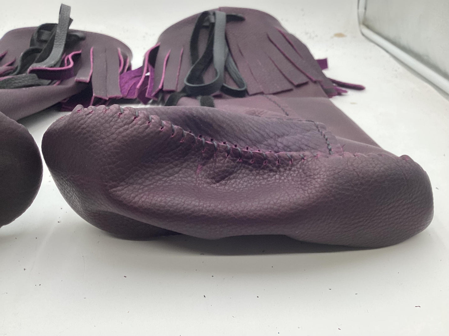 Anishinaabe Ojibwe Handmade Purple Leather Moccasin Boots –
