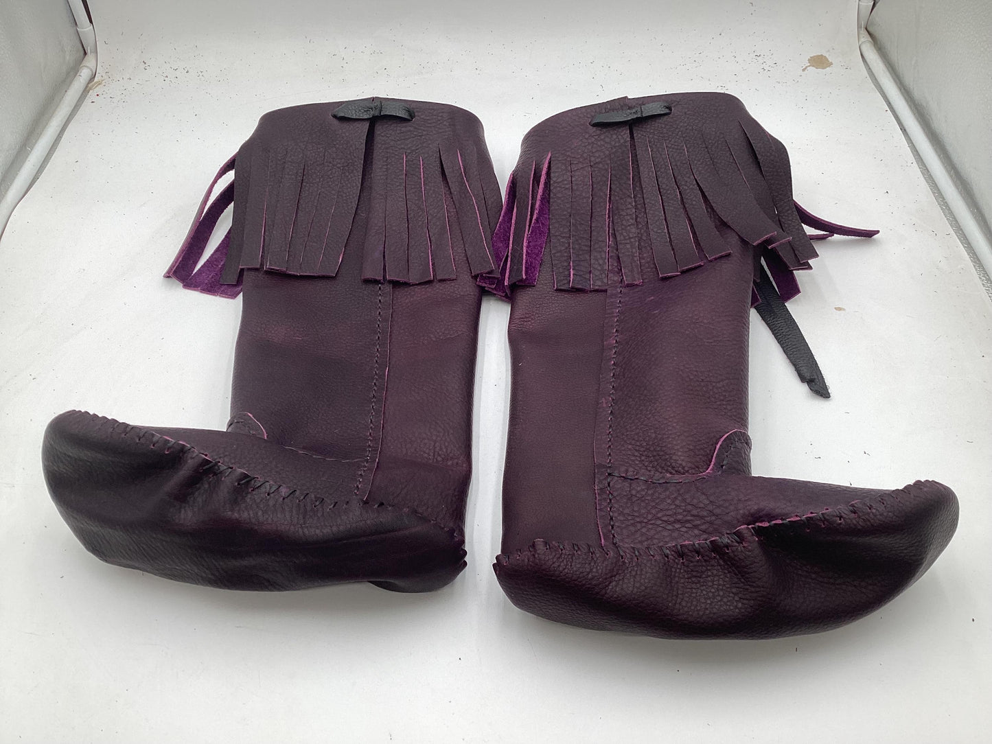 Anishinaabe Ojibwe Handmade Purple Leather Moccasin Boots –