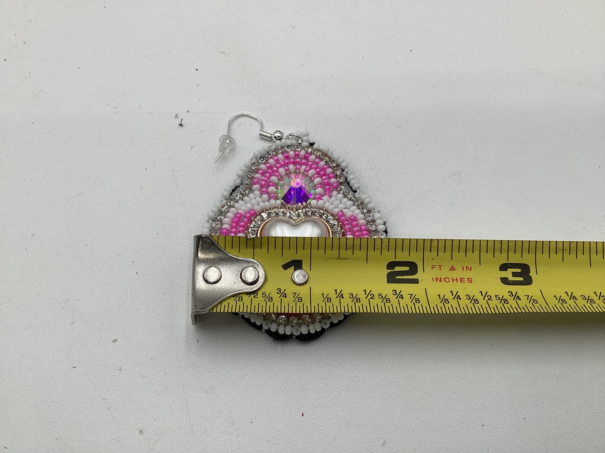 Hand Beaded Pink & White Heart Earrings – Authentic Anishinaabe Beadwork