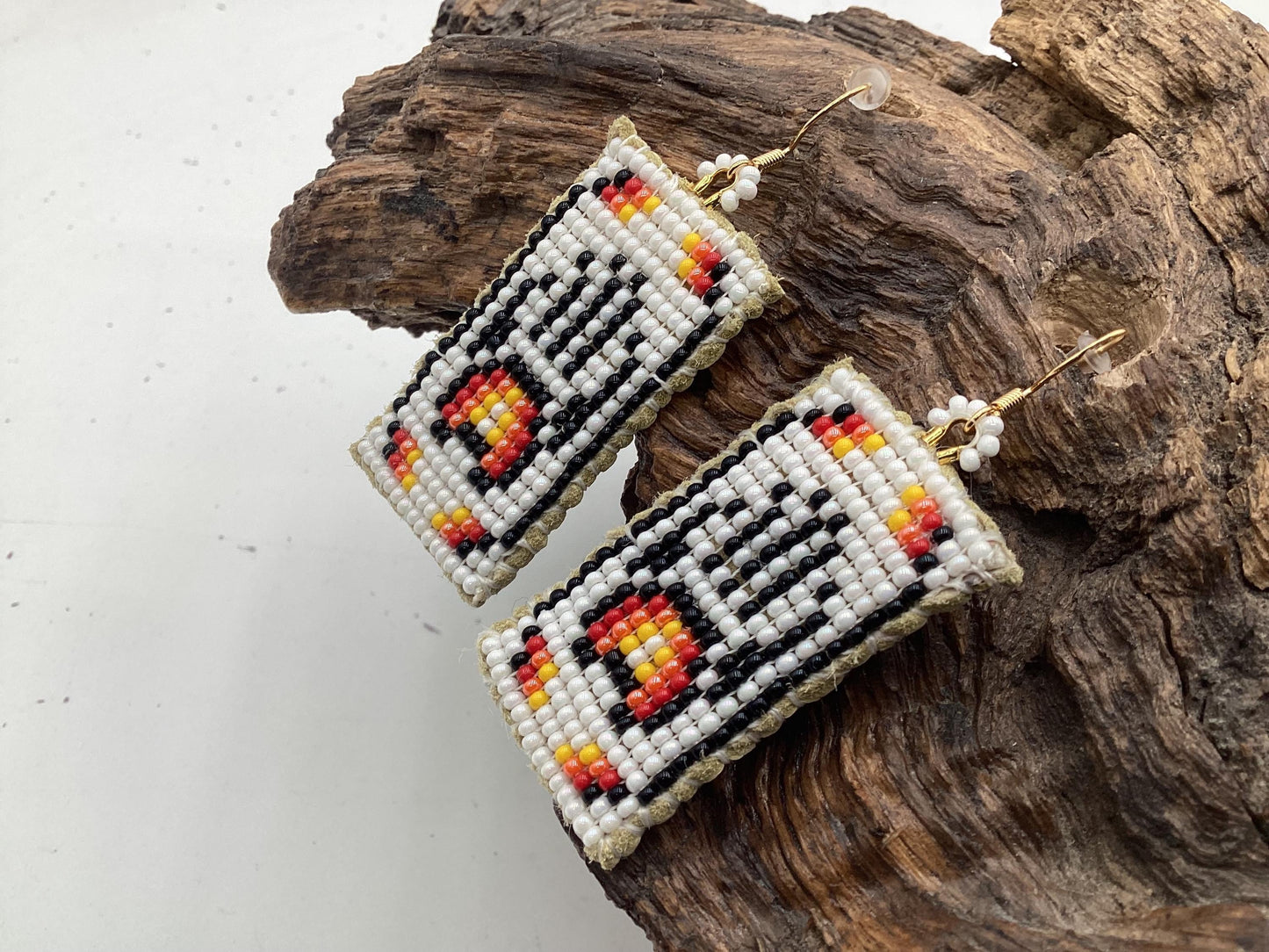 Bear Claw Hand Beaded Earrings: Anishinaabe/Ojibwe Beadwork