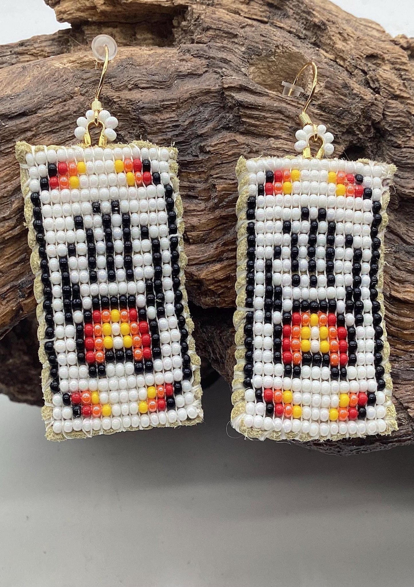 Bear Claw Hand Beaded Earrings: Anishinaabe/Ojibwe Beadwork
