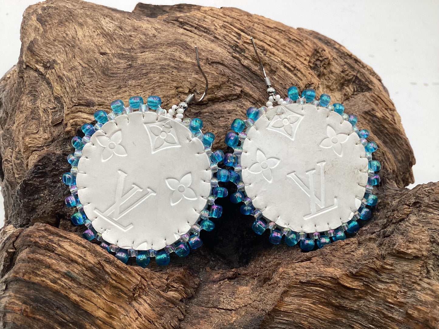 Hand Beaded Earrings: Anishinaabe/Ojibwe Beadwork, Resin Spiral