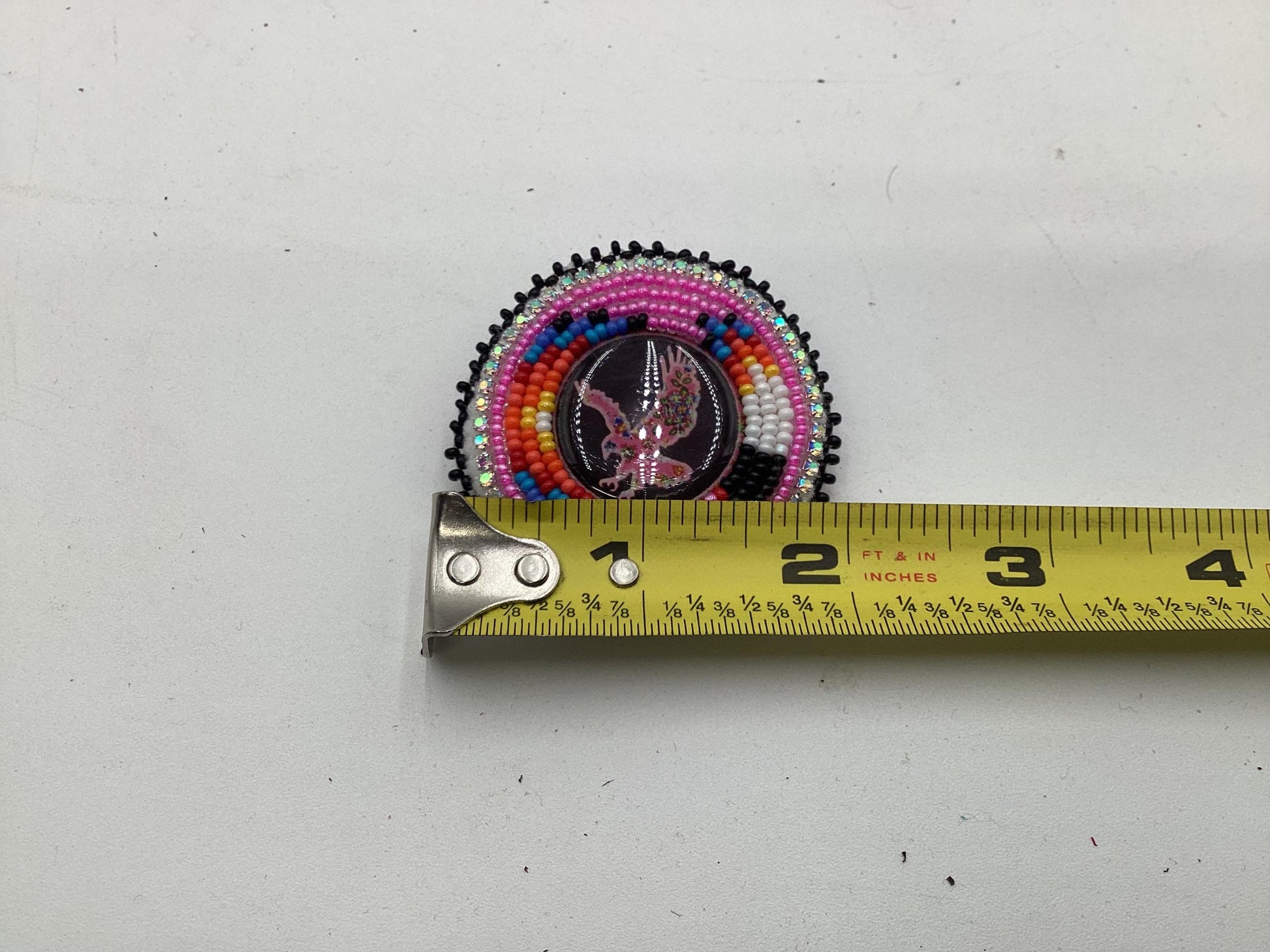 Hand Beaded Pink Migizi Barrette and Earring Set: Anishinaabe Ojibwe Craft