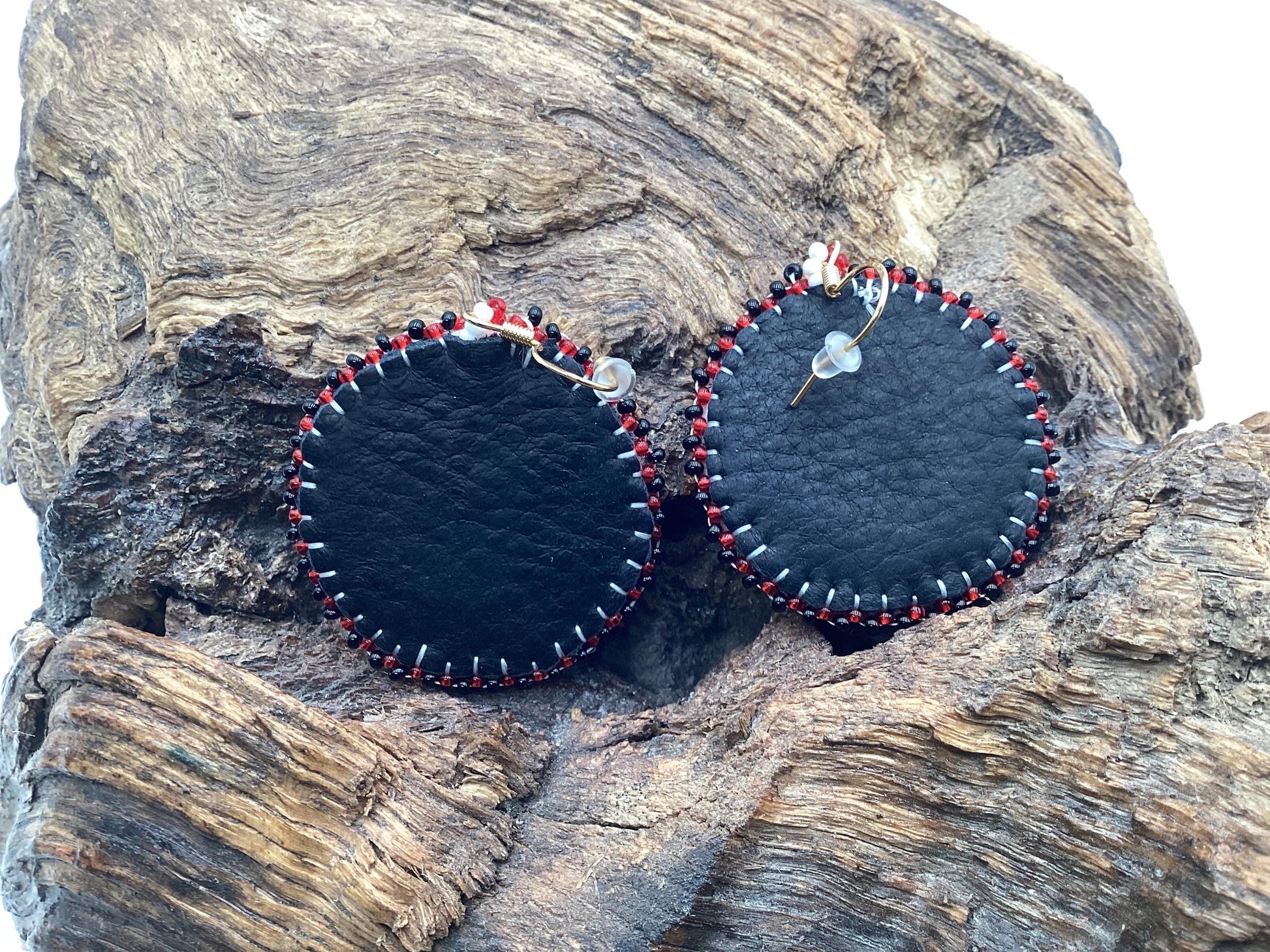 Bear Claw Hand Beaded Earrings: Anishinaabe/Ojibwe Beadwork