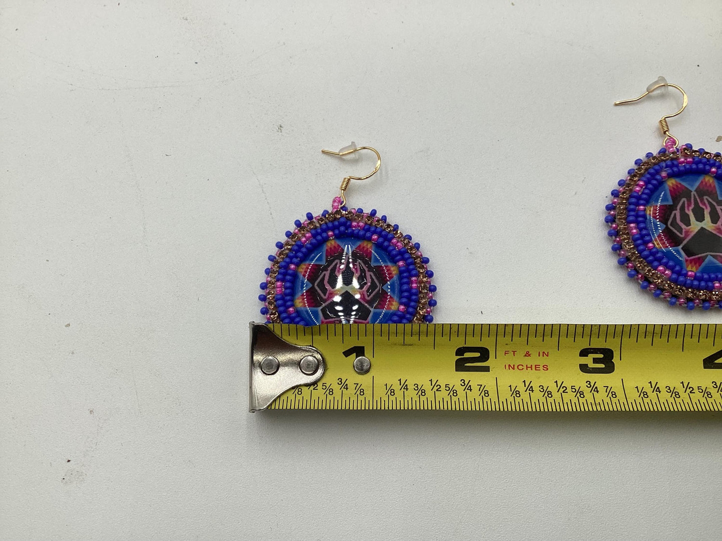 Bear Claw Hand Beaded Earrings: Anishinaabe/Ojibwe Beadwork