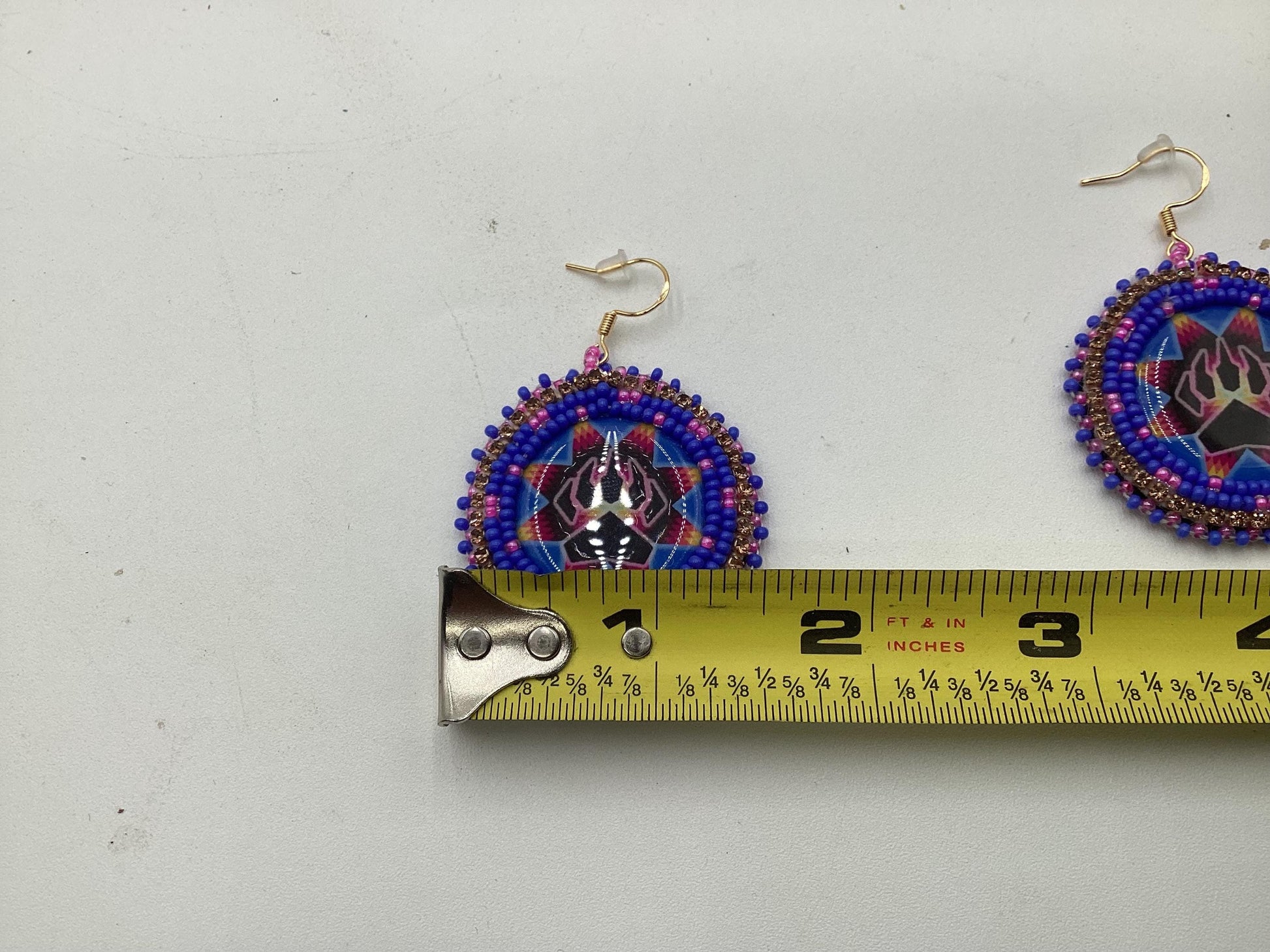 Bear Claw Hand Beaded Earrings: Anishinaabe/Ojibwe Beadwork