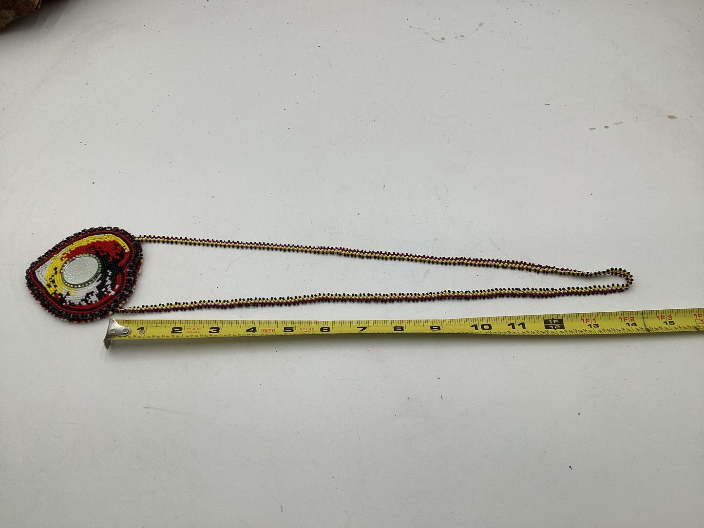 Hand Beaded Medicine Wheel Colored Heart Medallion Necklace – Anishinaabe Ojibwe Artisan Made