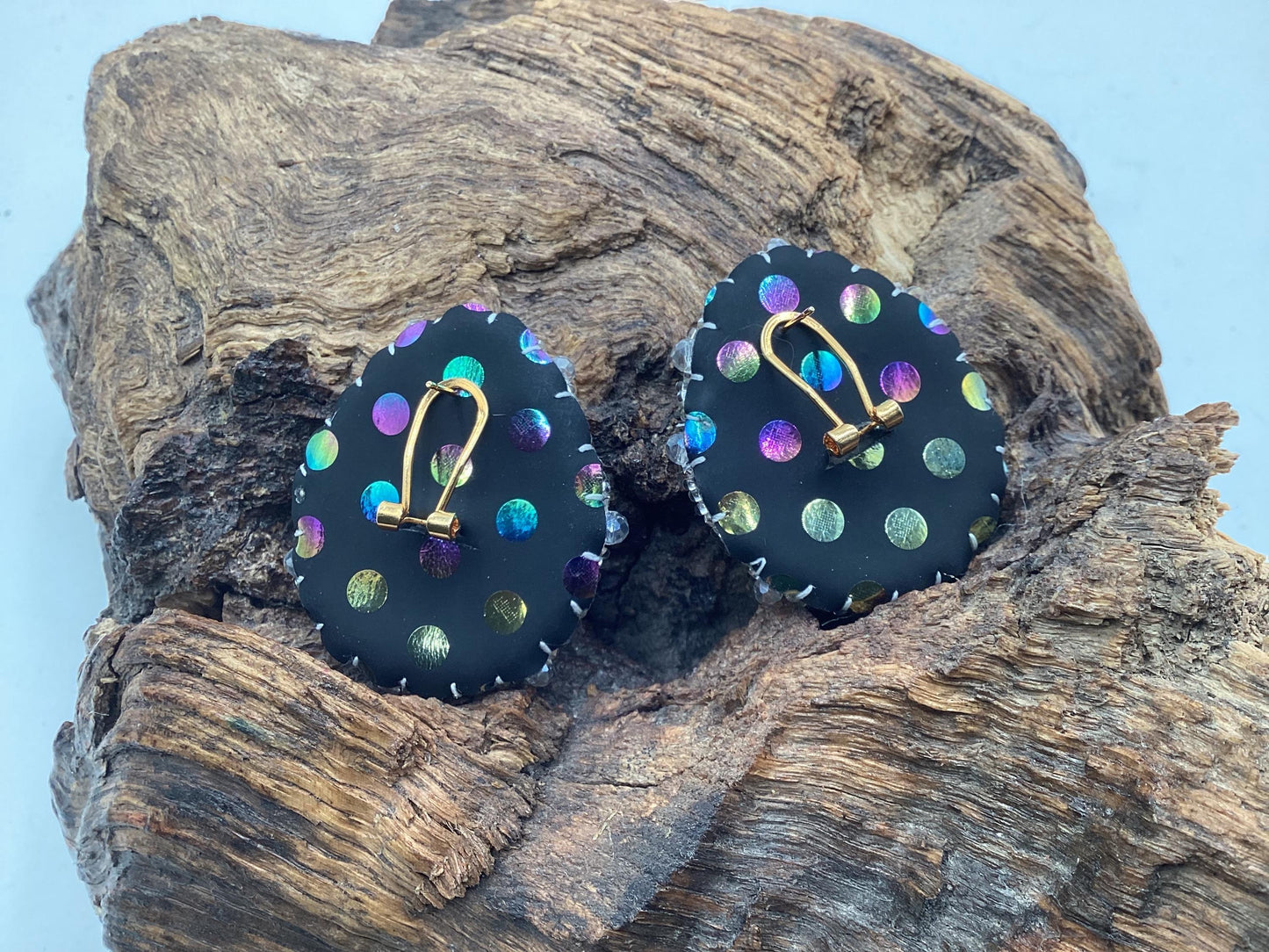 Hand Beaded Resin Flower Center Earrings: Anishinaabe/Ojibwe Beadwork