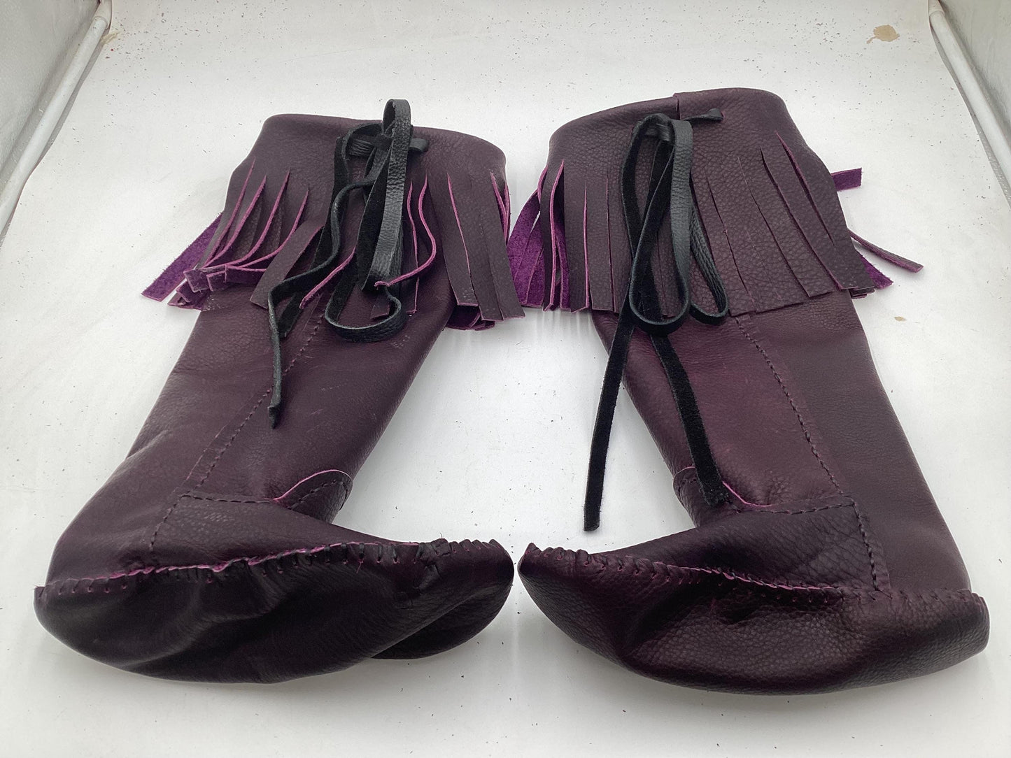 Anishinaabe Ojibwe Handmade Purple Leather Moccasin Boots –
