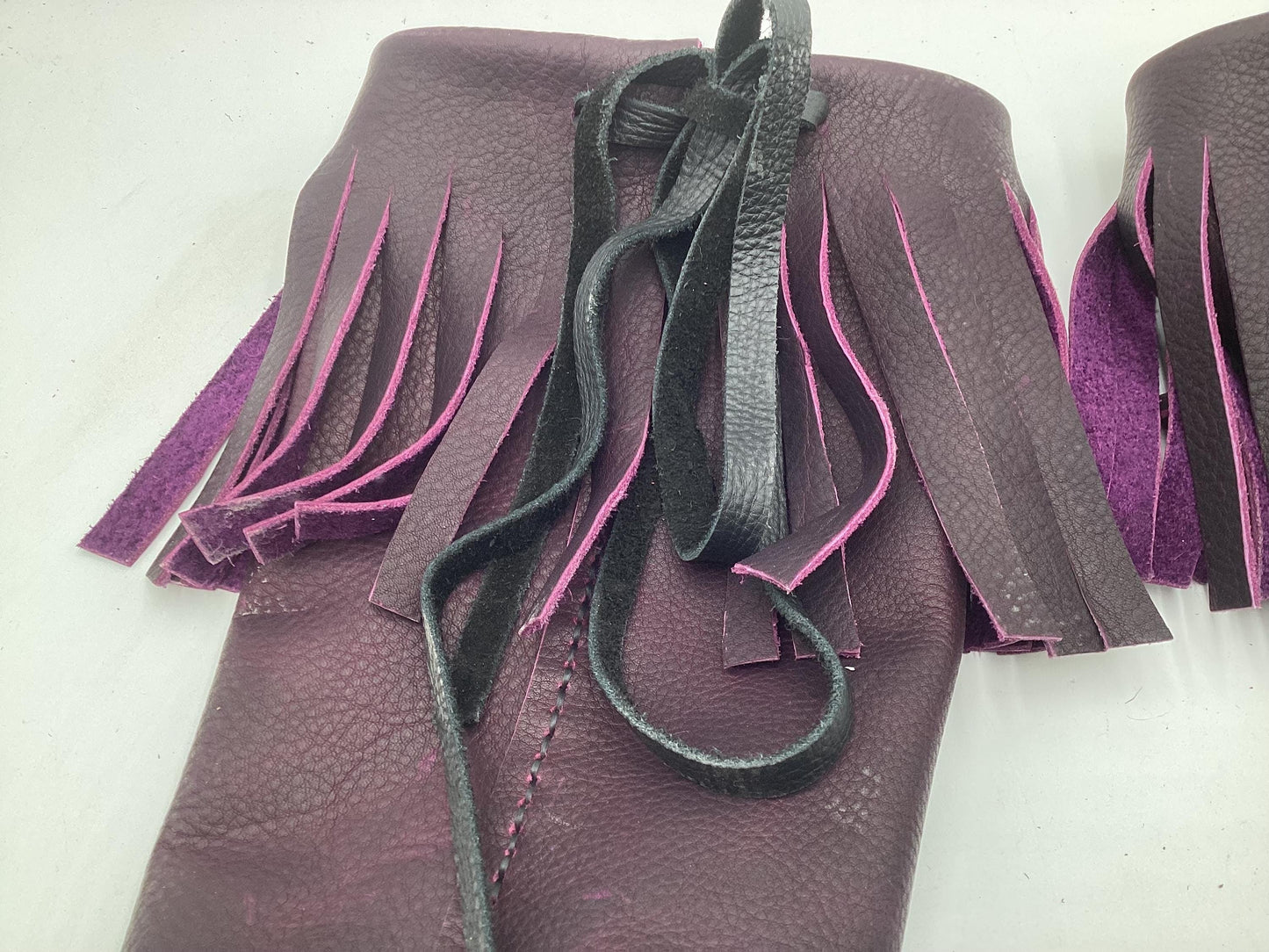 Anishinaabe Ojibwe Handmade Purple Leather Moccasin Boots –