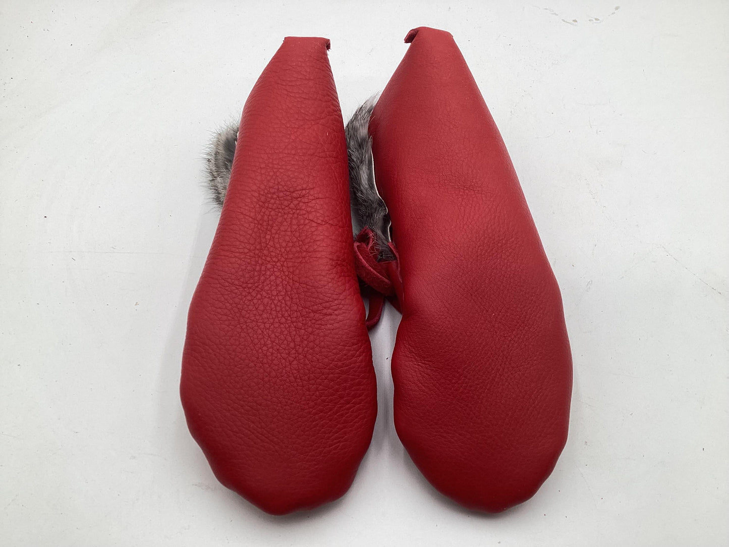 Handmade Red Leather Moccasins – Anishinaabe/Ojibwe Artisan, Size: Large