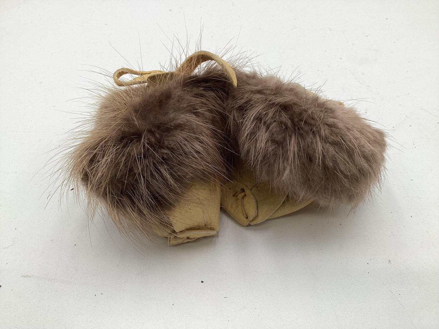 Handmade Fur & Leather Baby Moccasins – Ojibwe Rabbit Fur Trim