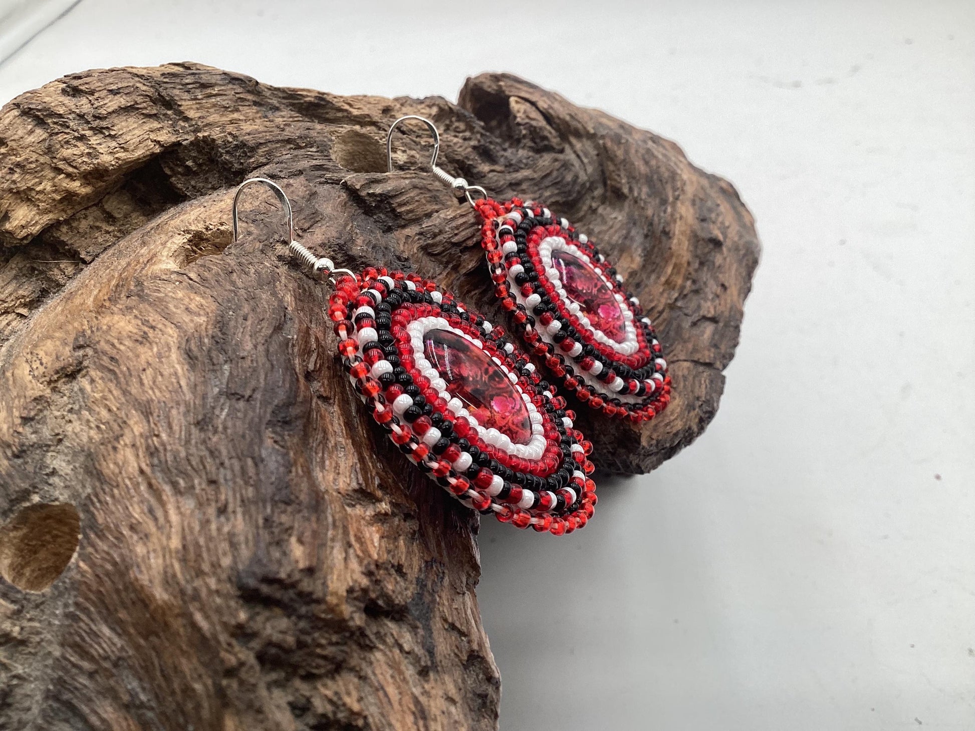 Hand Beaded Earrings: Anishinaabe/Ojibwe Beadwork