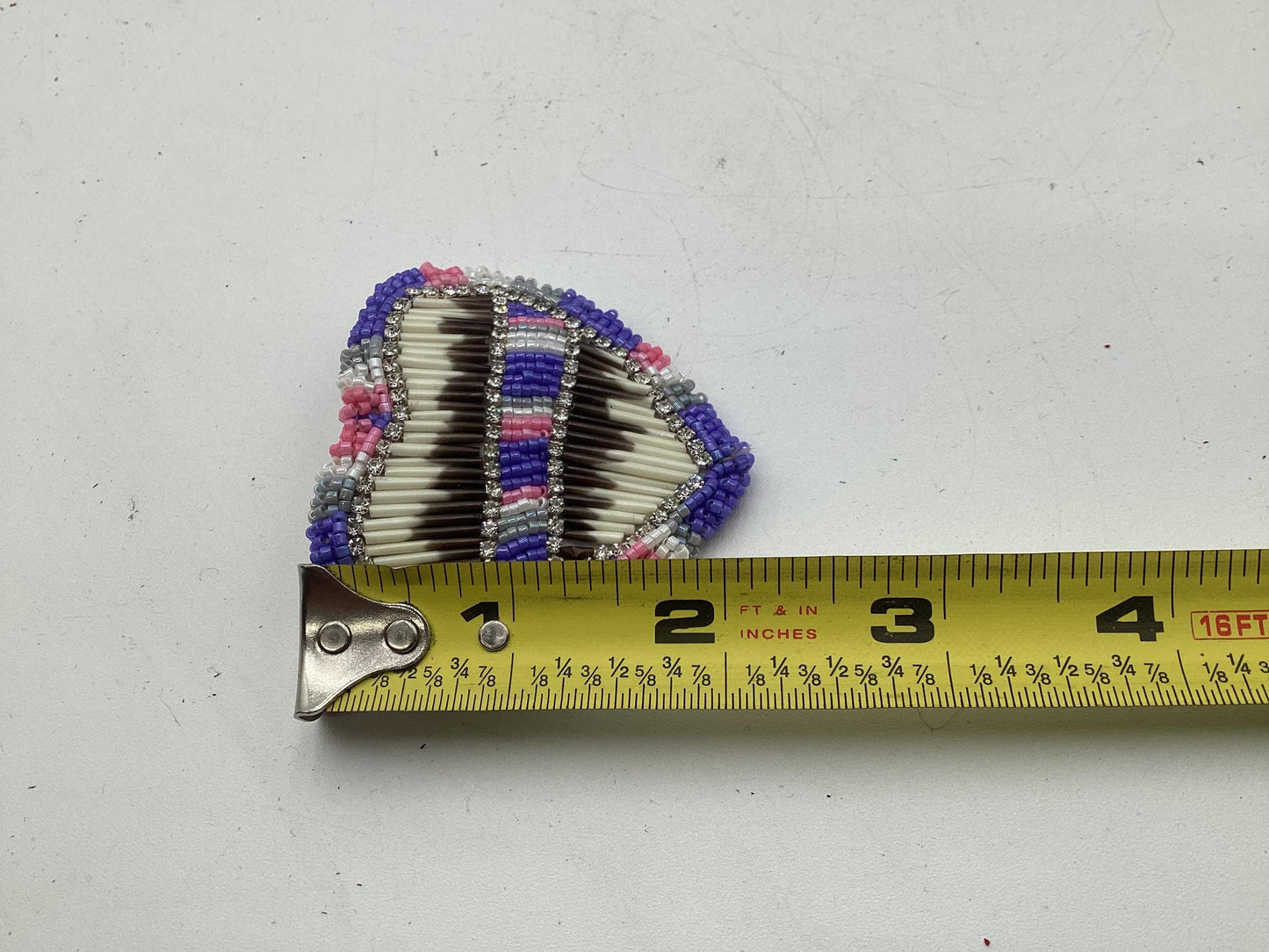 Hand Beaded and Quilled Heart Barrette – Ojibwe Anishinaabe Artisan Design