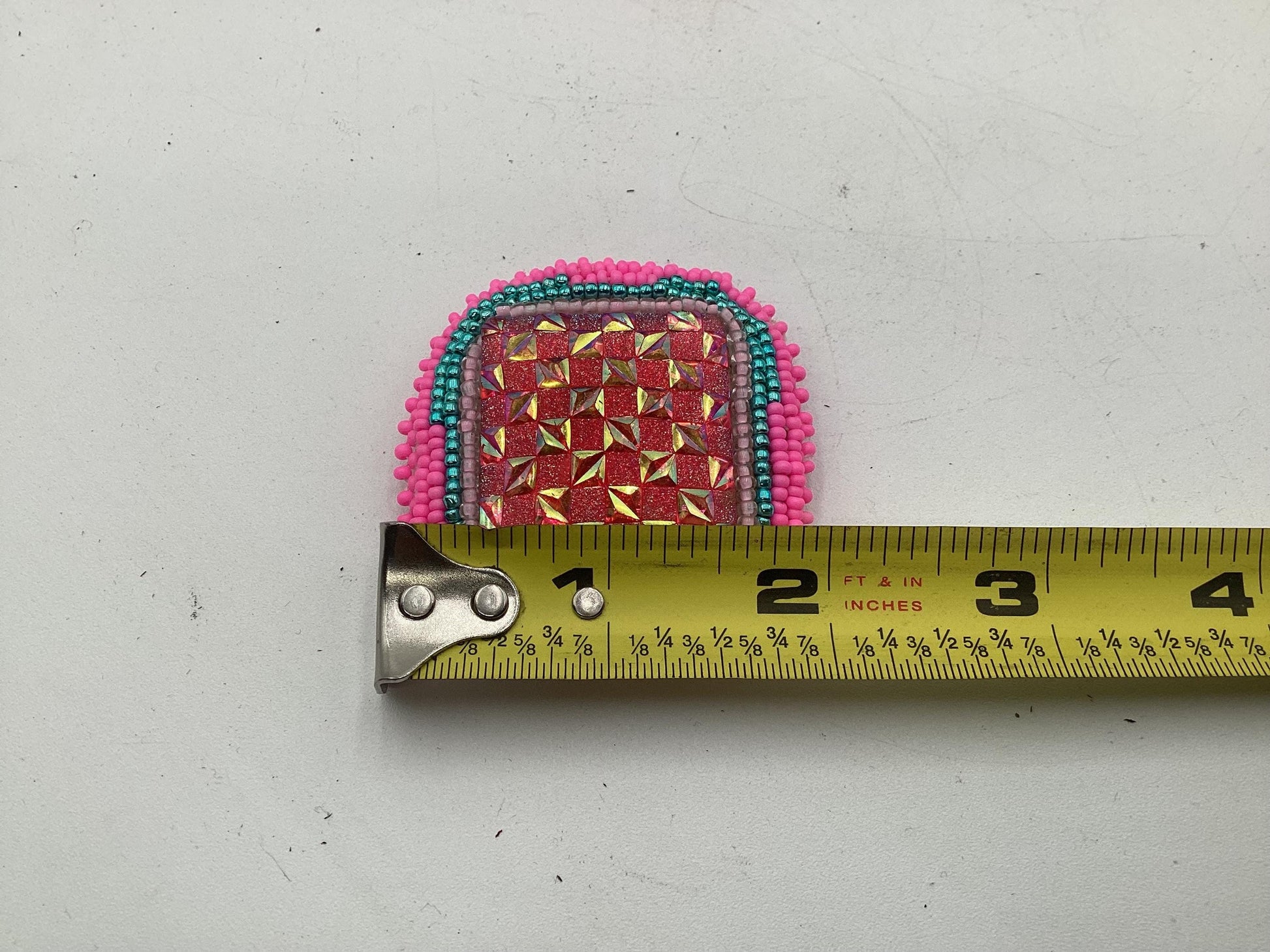 Hand Beaded Pink Square Earrings - Anishinaabe/Ojibwe Beadwork