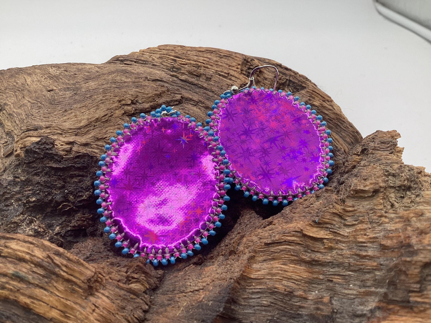 Hand Beaded Northern Lights Earrings: Anishinaabe/Ojibwe Beadwork, Hypoallergenic Hooks