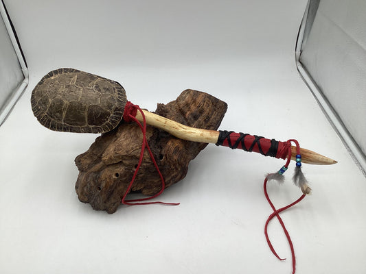 Hand Crafted Turtle Shell Dance Rattle -Ojibwe/Anishinaabe made - Free Shipping