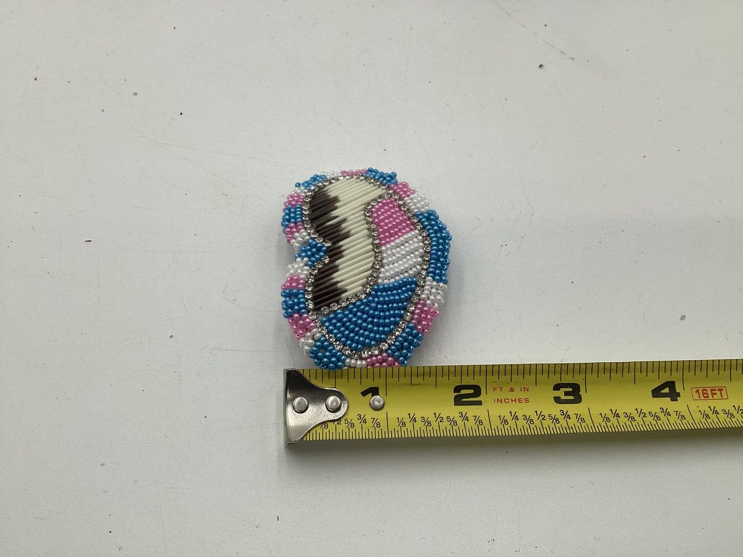 Hand Beaded and Quilled Heart Barrette – Ojibwe Anishinaabe Artisan Design