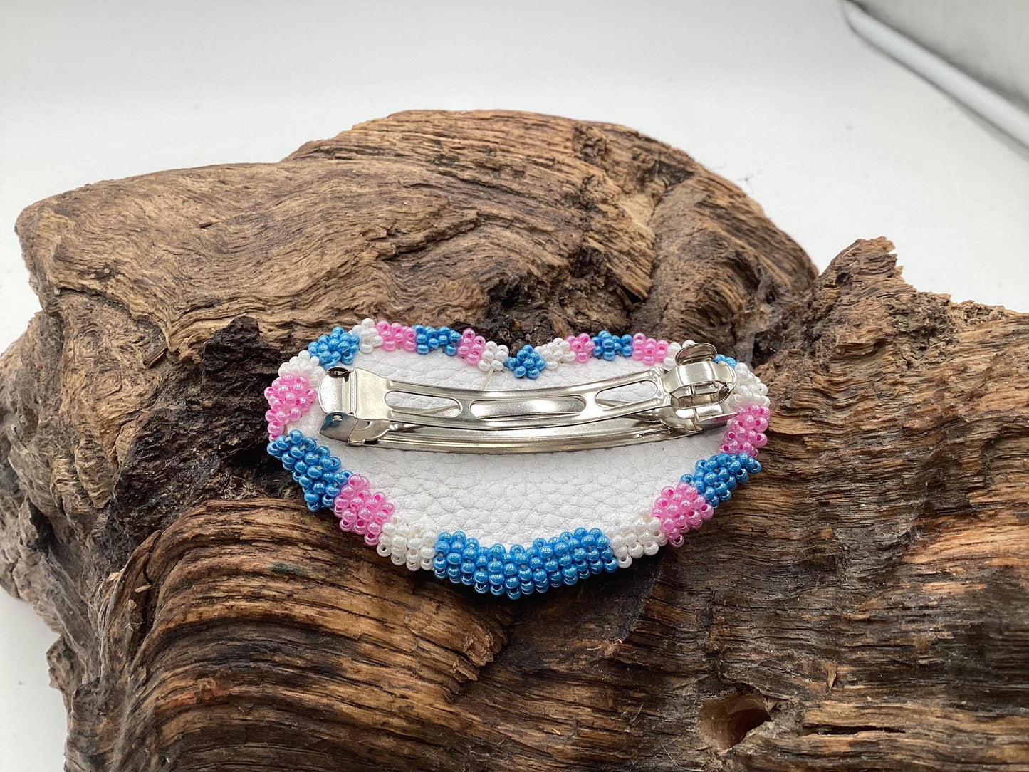 Hand Beaded and Quilled Heart Barrette – Ojibwe Anishinaabe Artisan Design