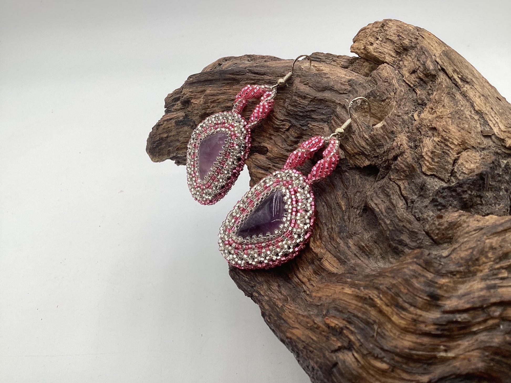 Hand Beaded Earrings: Anishinaabe/Ojibwe Beadwork, Hypoallergenic Hooks