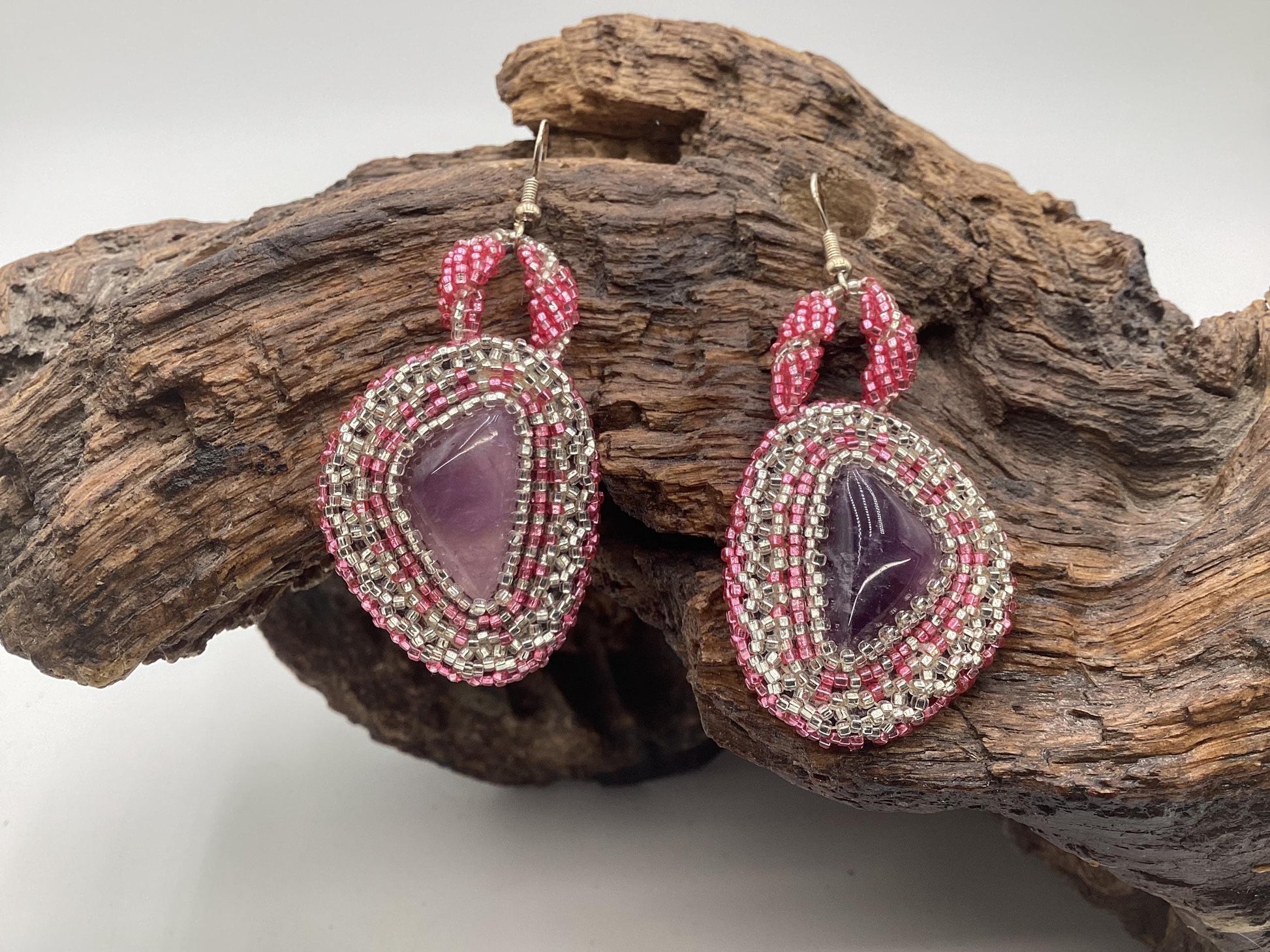 Hand Beaded Earrings: Anishinaabe/Ojibwe Beadwork, Hypoallergenic Hooks