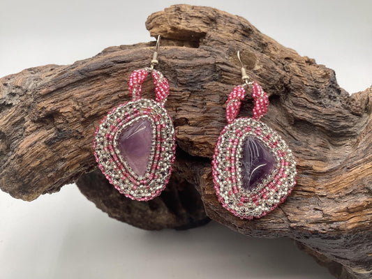 Hand Beaded Earrings: Anishinaabe/Ojibwe Beadwork, Hypoallergenic Hooks