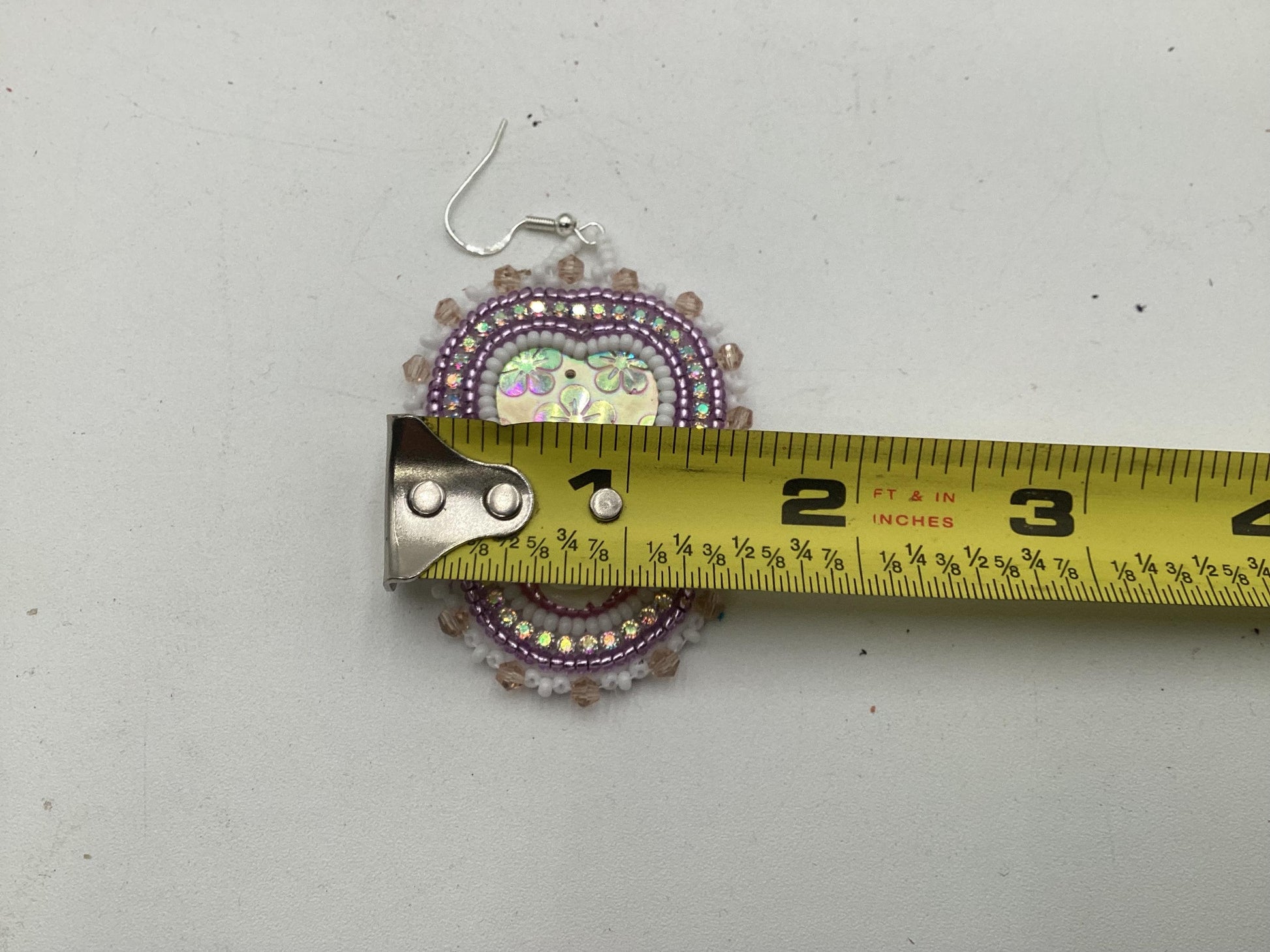 Hand Beaded Double-Centered Heart Earrings: Anishinaabe/Ojibwe Beadwork
