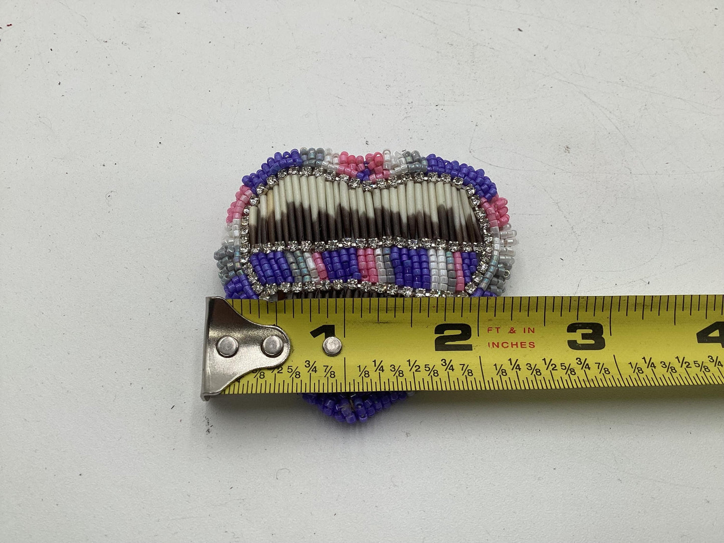 Hand Beaded and Quilled Heart Barrette – Ojibwe Anishinaabe Artisan Design