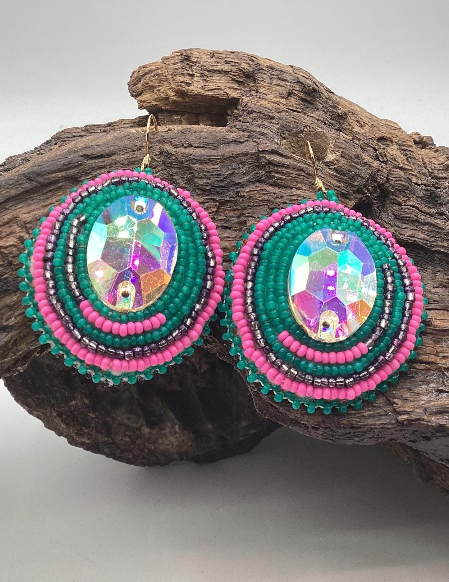 Hand Beaded Earrings: Anishinaabe/Ojibwe Beadwork, Hypoallergenic Hooks