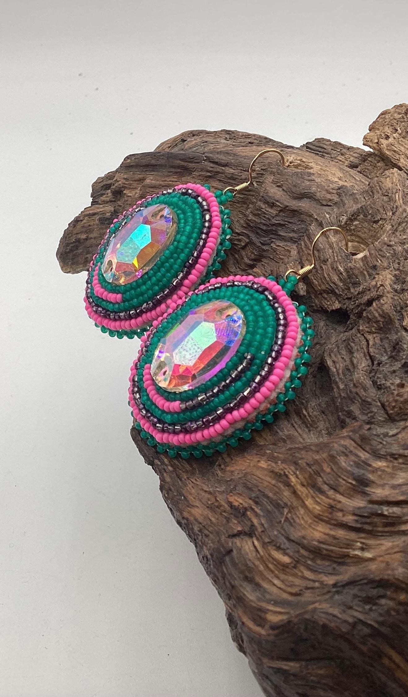 Hand Beaded Earrings: Anishinaabe/Ojibwe Beadwork, Hypoallergenic Hooks