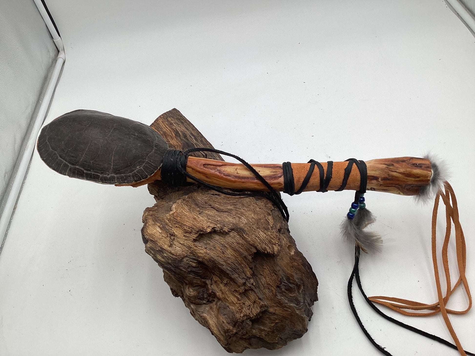 Hand Crafted Turtle Shell Dance Rattle -Ojibwe/Anishinaabe made - Free Shipping